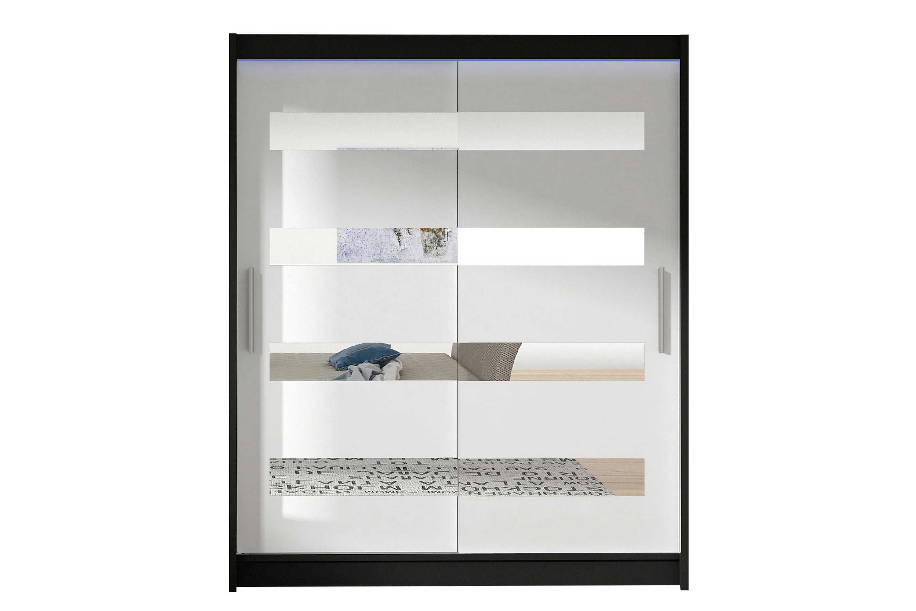 Garderob Presto 58x150 cm LED-belysning Svart/Vit