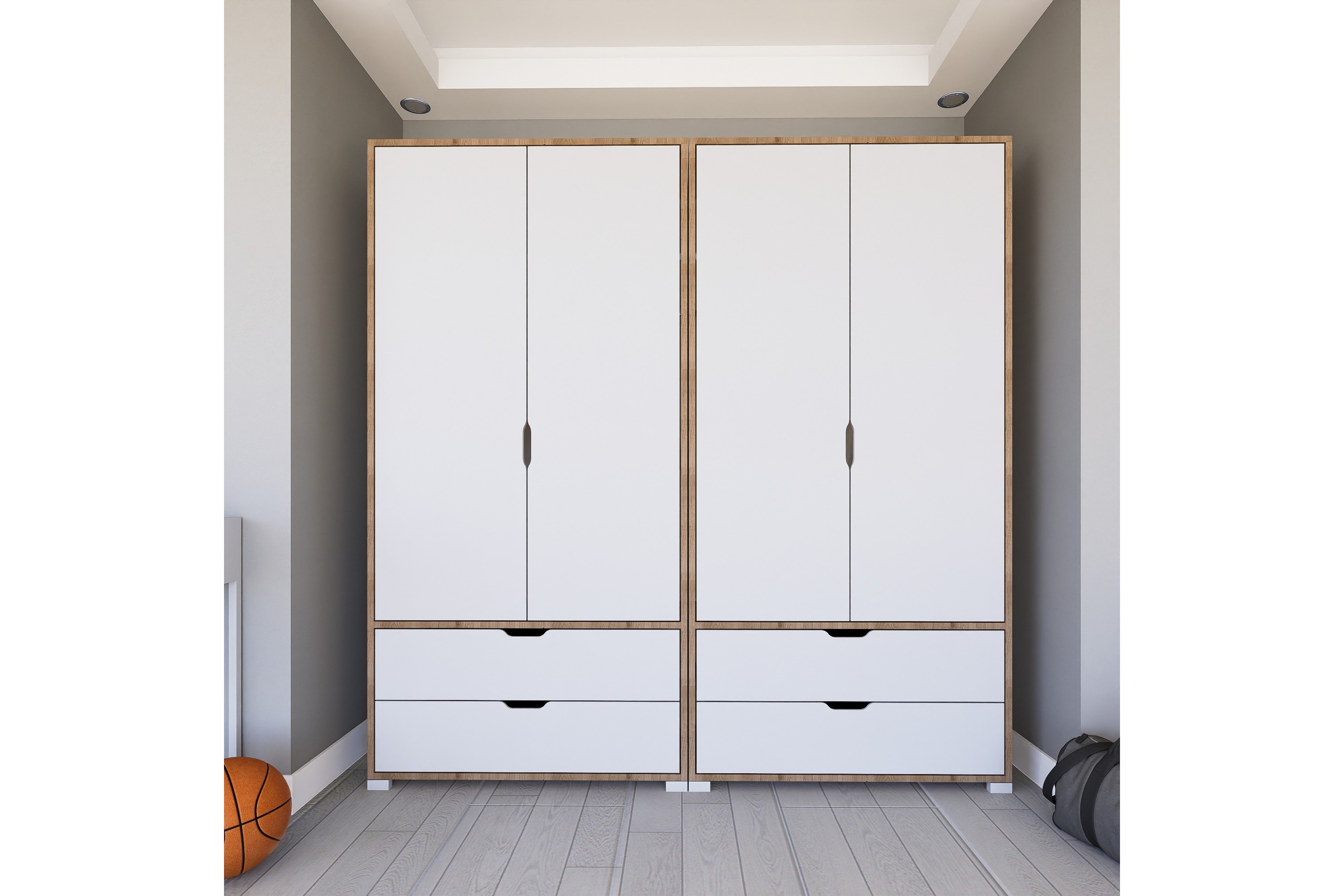 Garderob Pinotepa 180x183 cm Ljusbrun/Vit