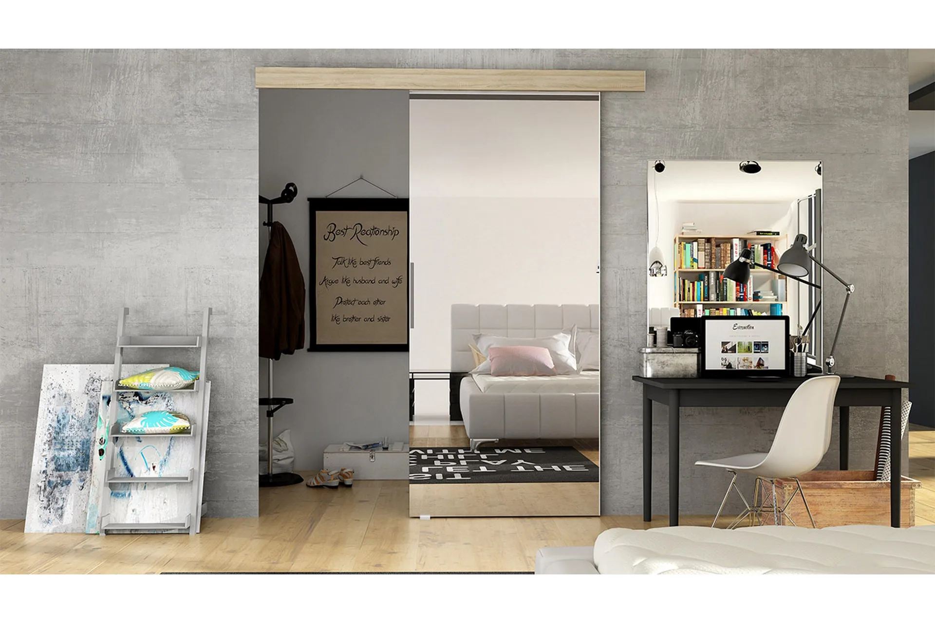 Skjutd&ouml;rr ELVERUM LED-belysning - Ek