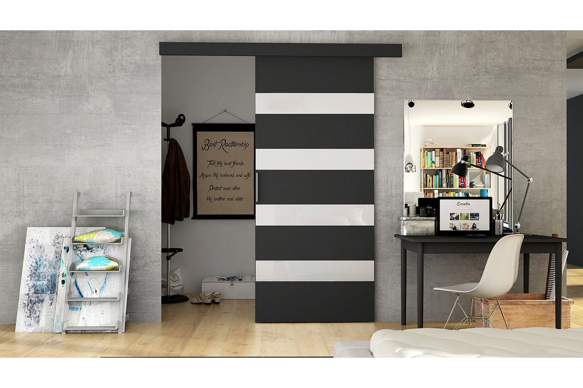 Skjutd&ouml;rr MARTI - Svart/Vit