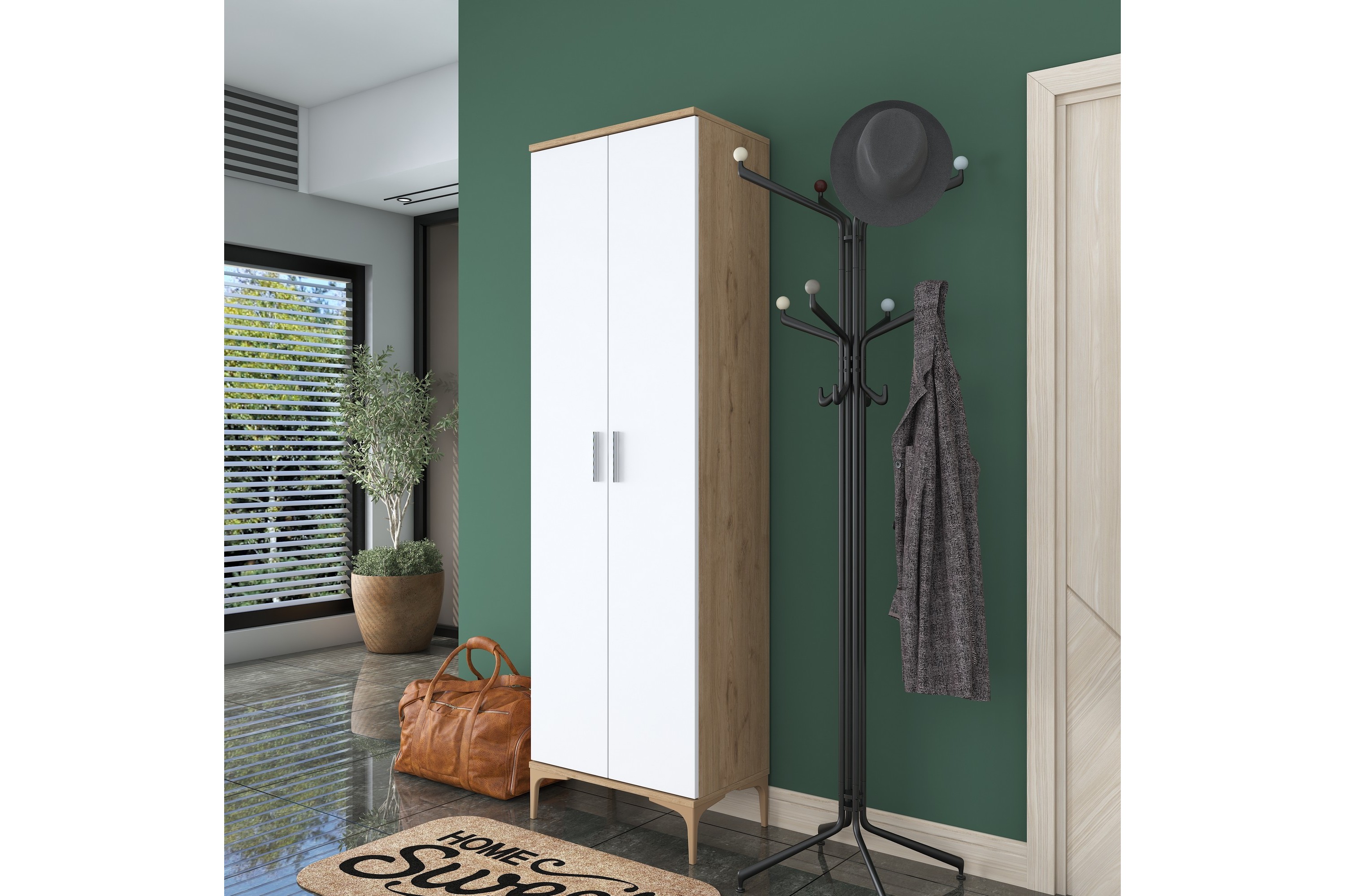 hallmöbel lukkha - valnöt/vit