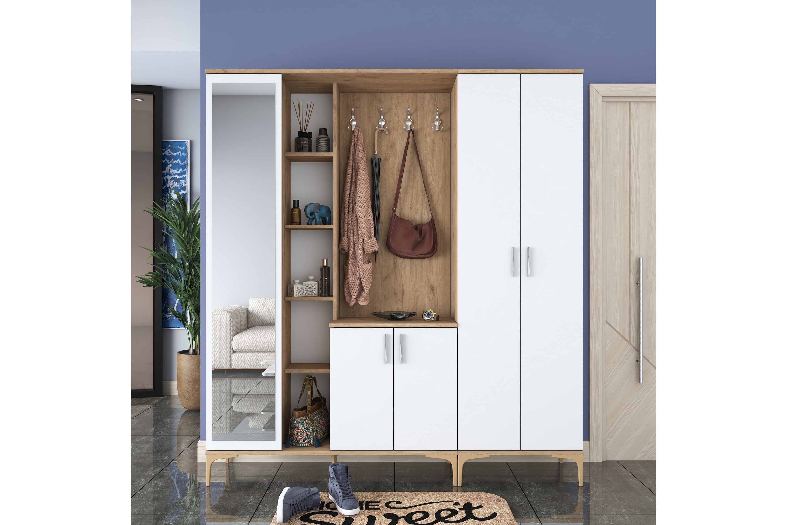 hallmöbel lukkha - valnöt/vit