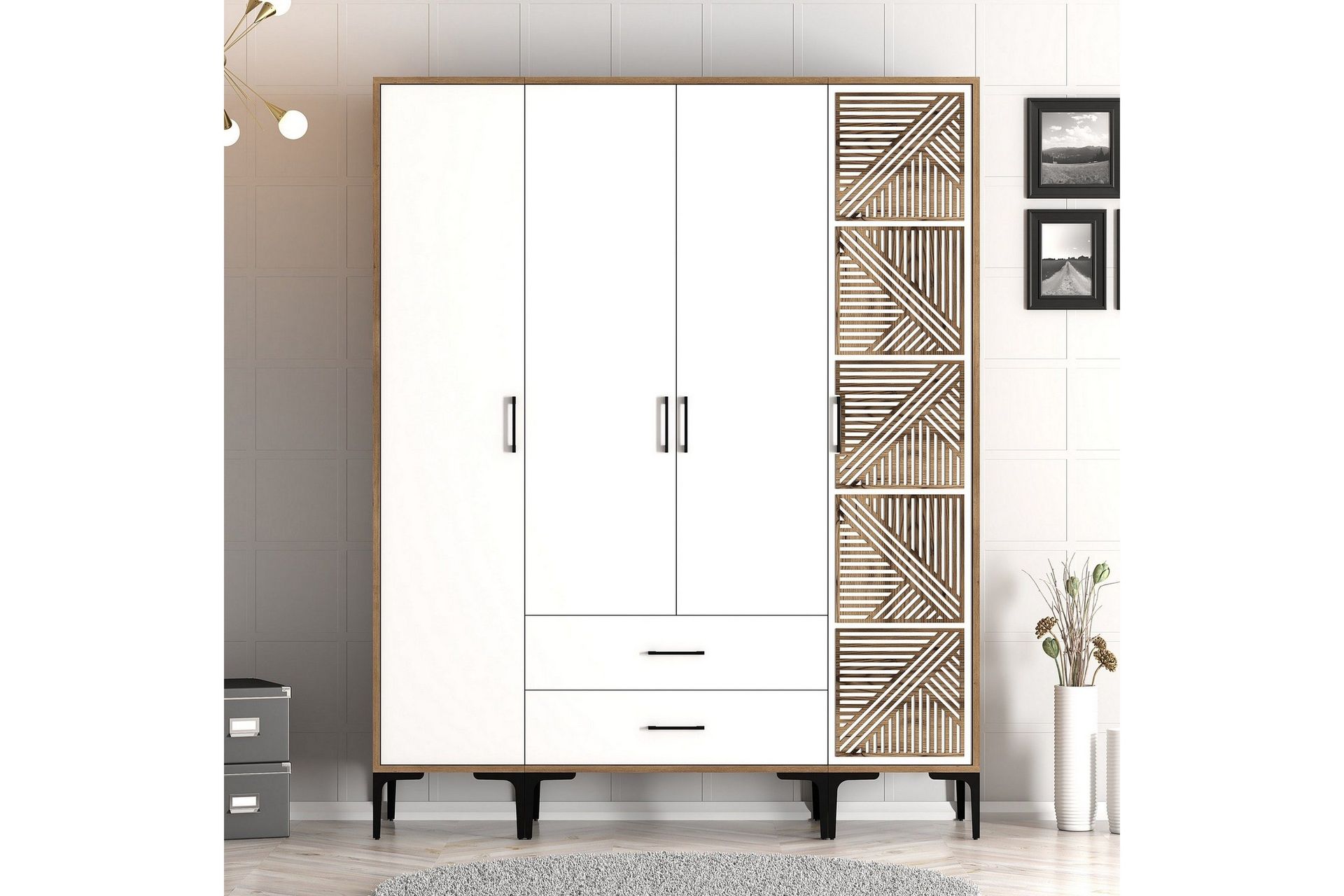 kumsal garderob 160 cm - vit/brun