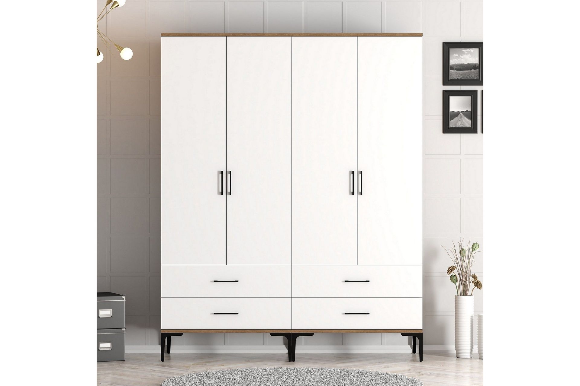 kumsal garderob 160 cm - vit/brun