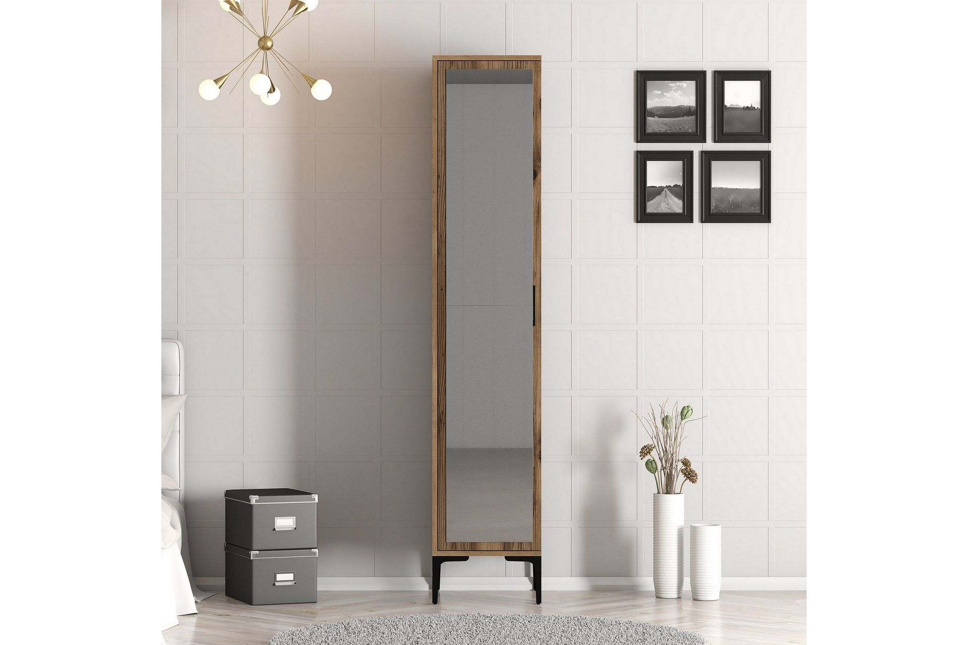Kumsal Garderob 40 cm i Tr&auml; och Glas - Brun