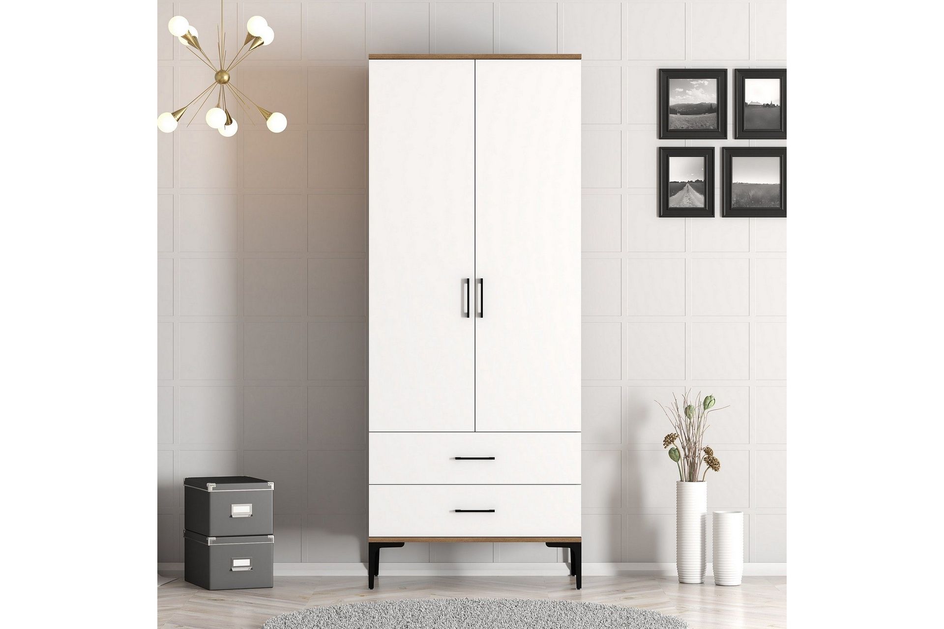 Kumsal Garderob 80 cm - Brun/Vit