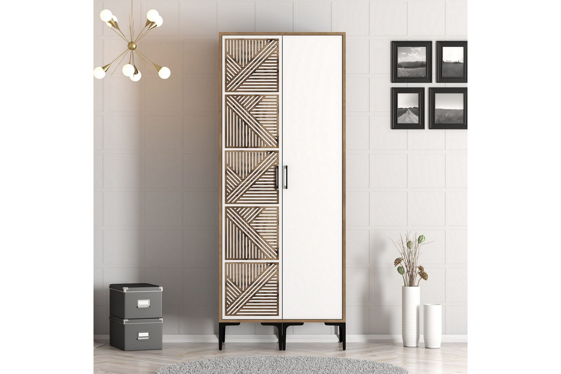 Kumsal Garderob 80 cm - Brun/Vit