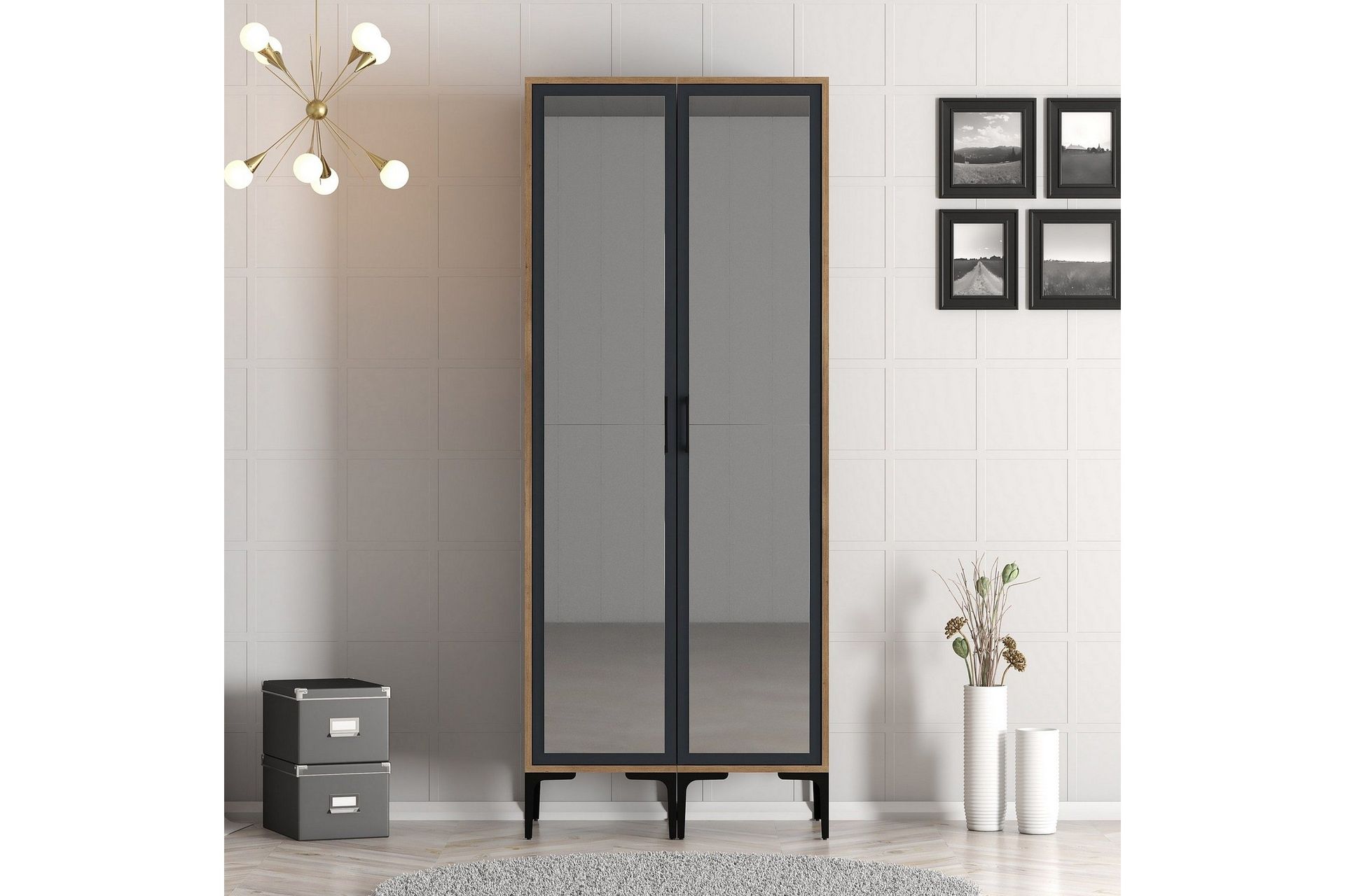 kumsal garderob med spegel - antracit