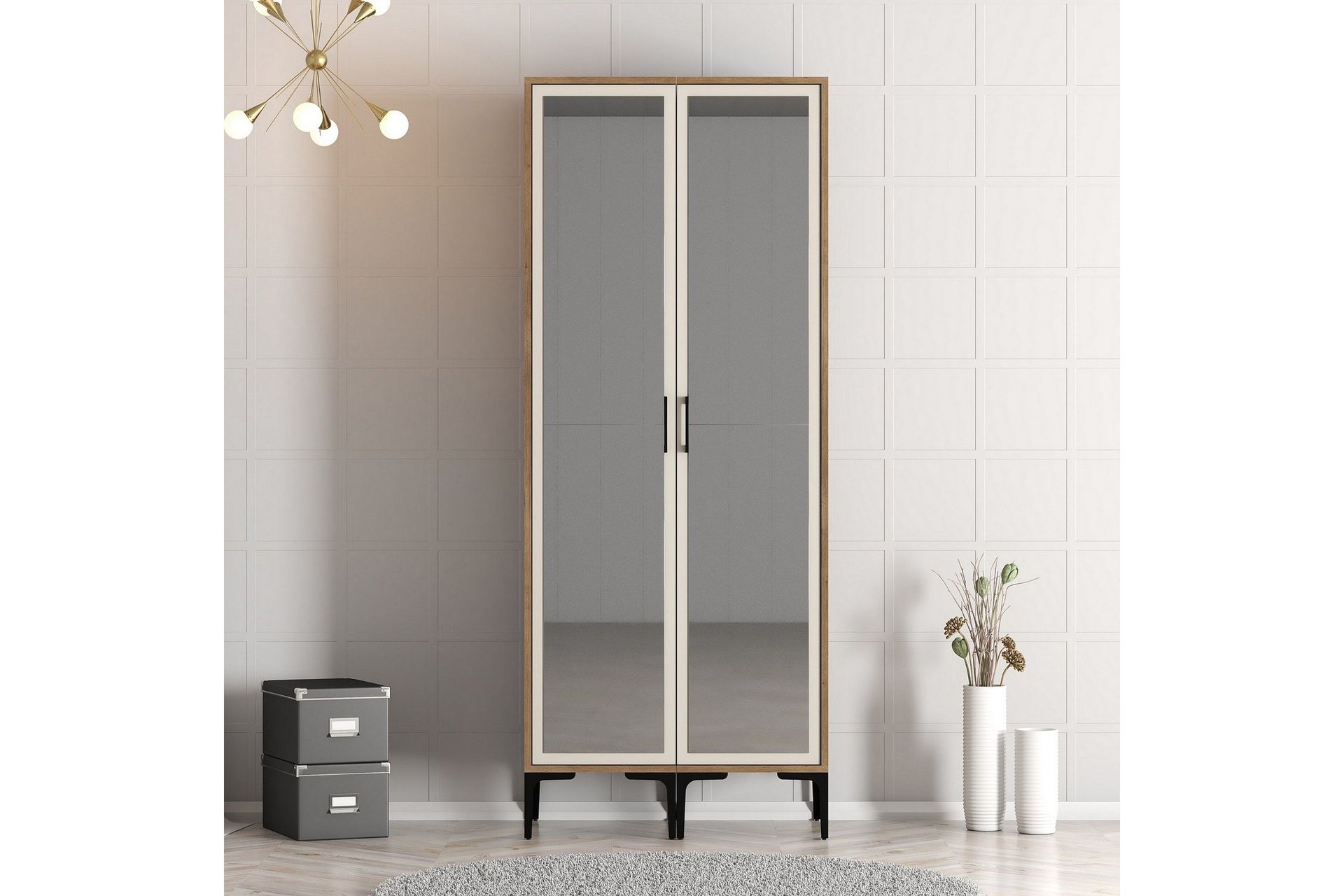 Kumsal Garderob med Spegel - Cream