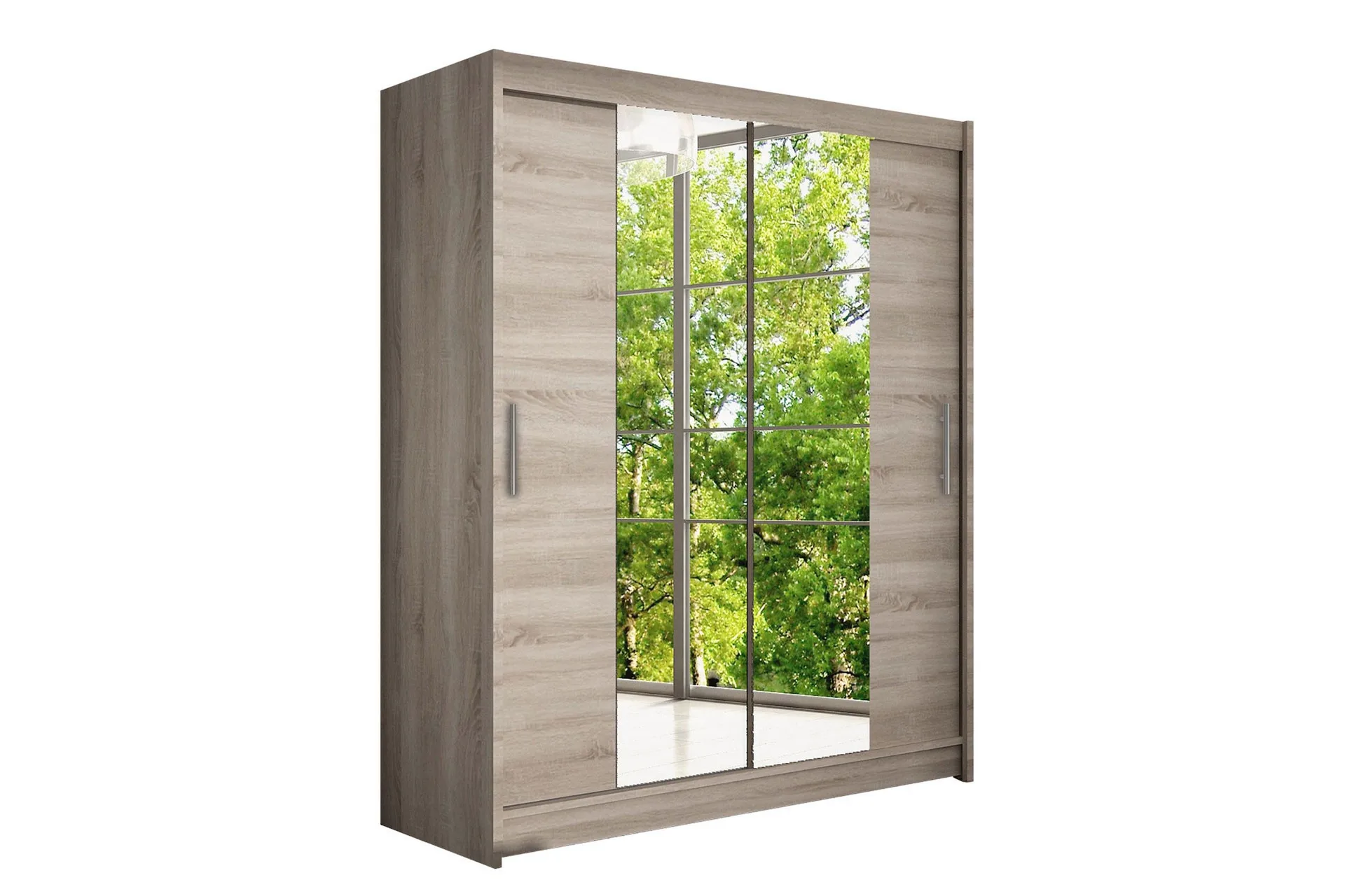 leila garderob 150 cm skjutdörrar smal spegel - ek