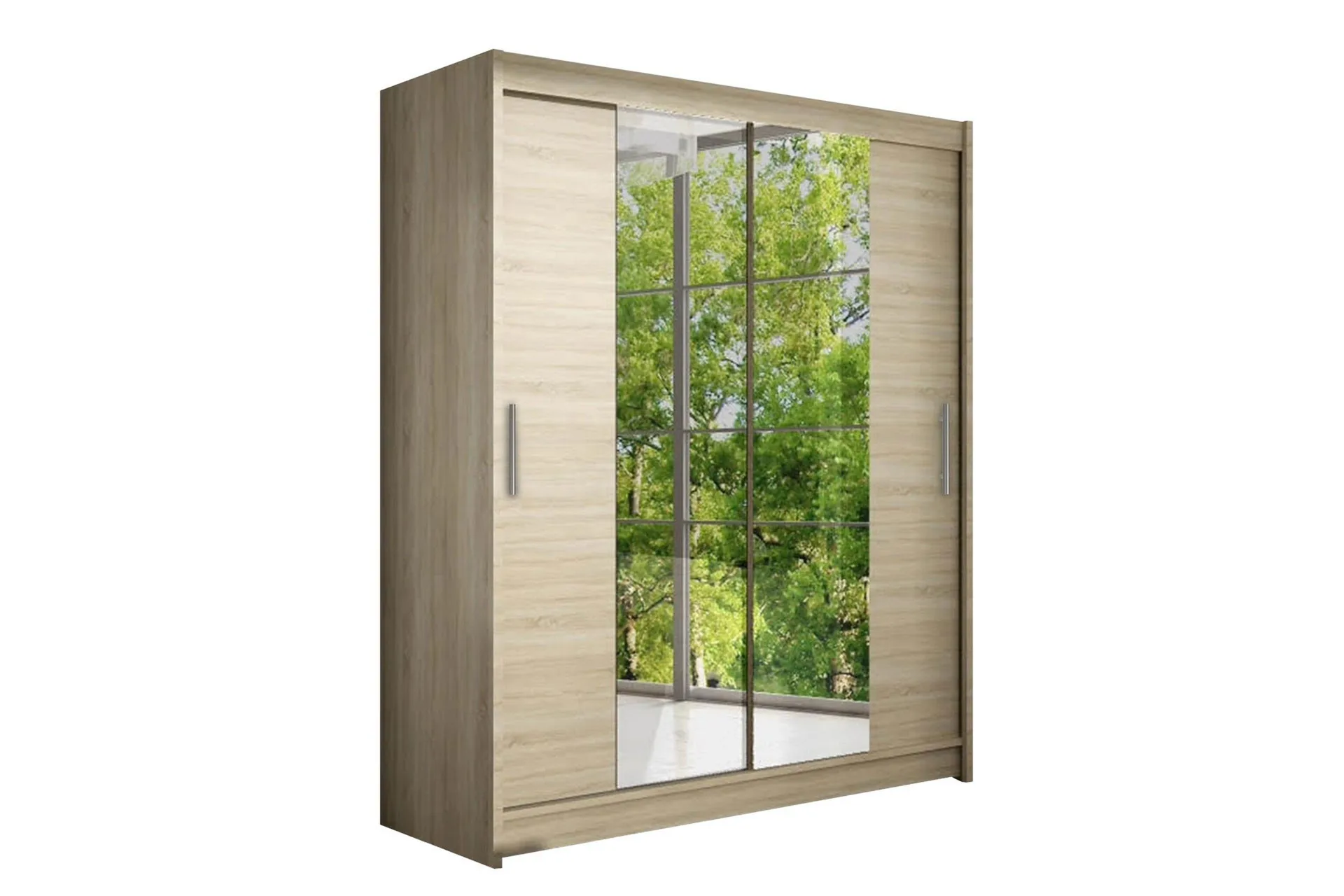 leila garderob 150 cm skjutdörrar smal spegel - ljus ek