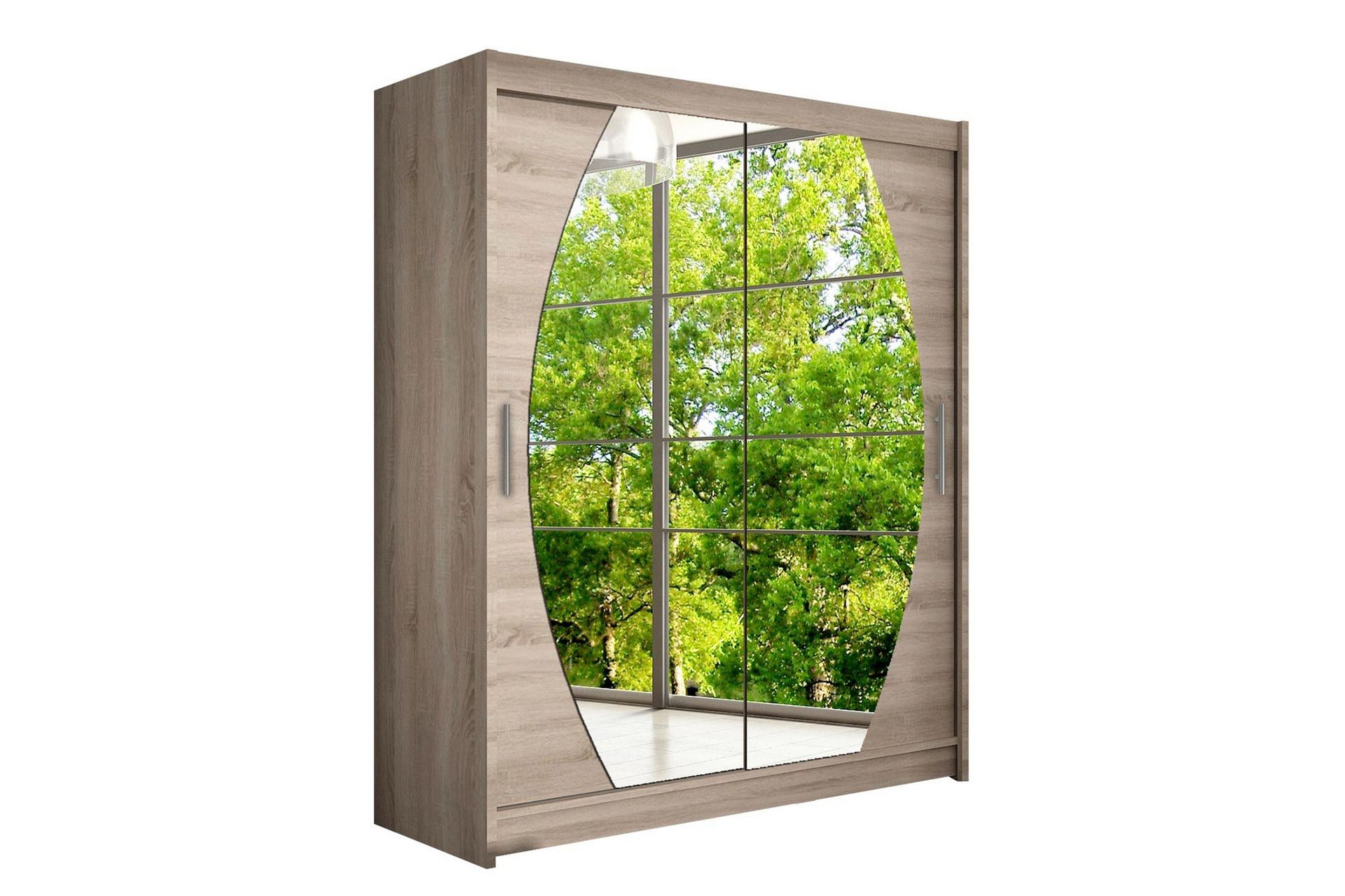 Leila Garderob Skjutd&ouml;rrar Rund Spegel - Ek/Tryffel/Spegel