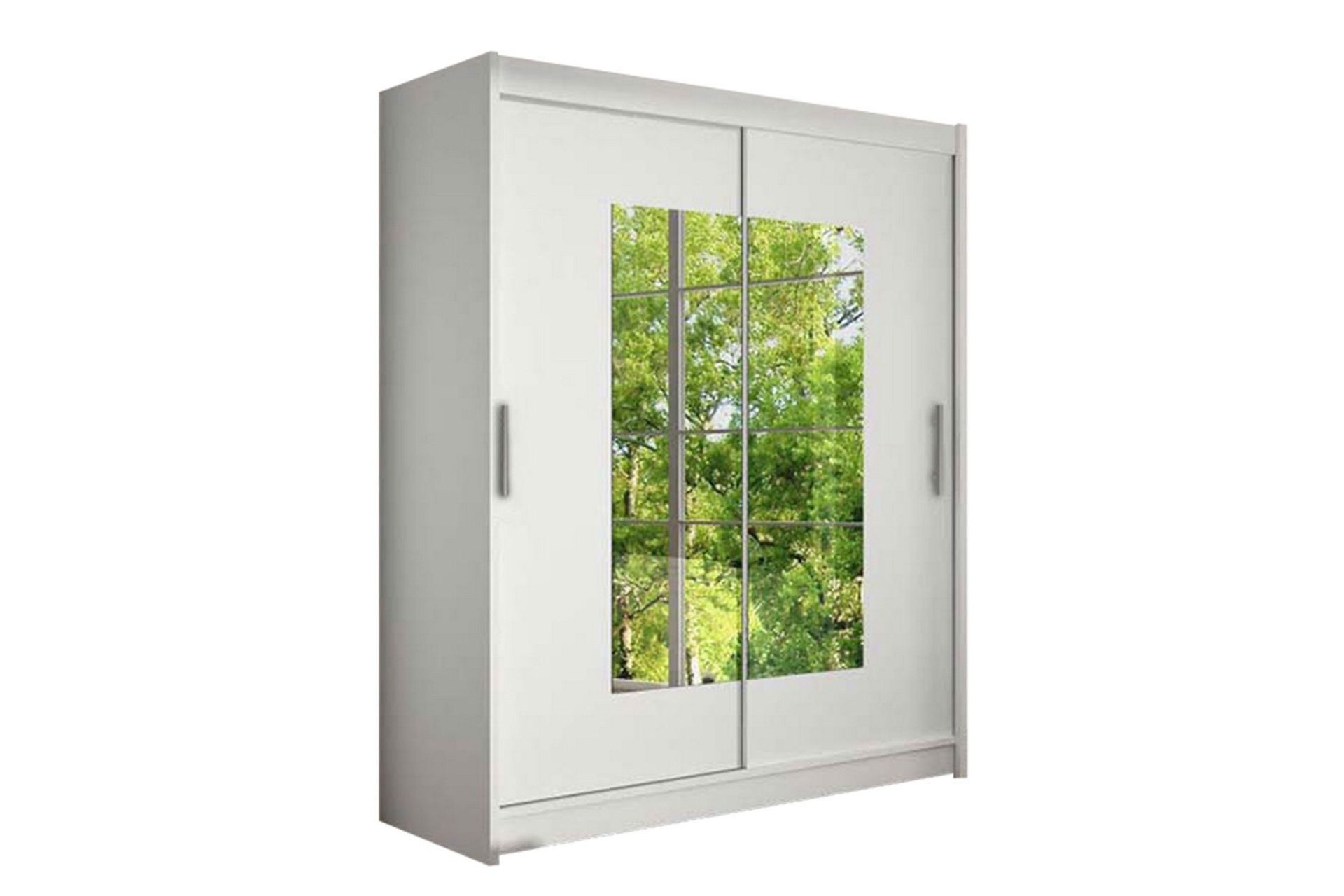 leila garderob skjutdörrar smal fyrkantig spegel - vit