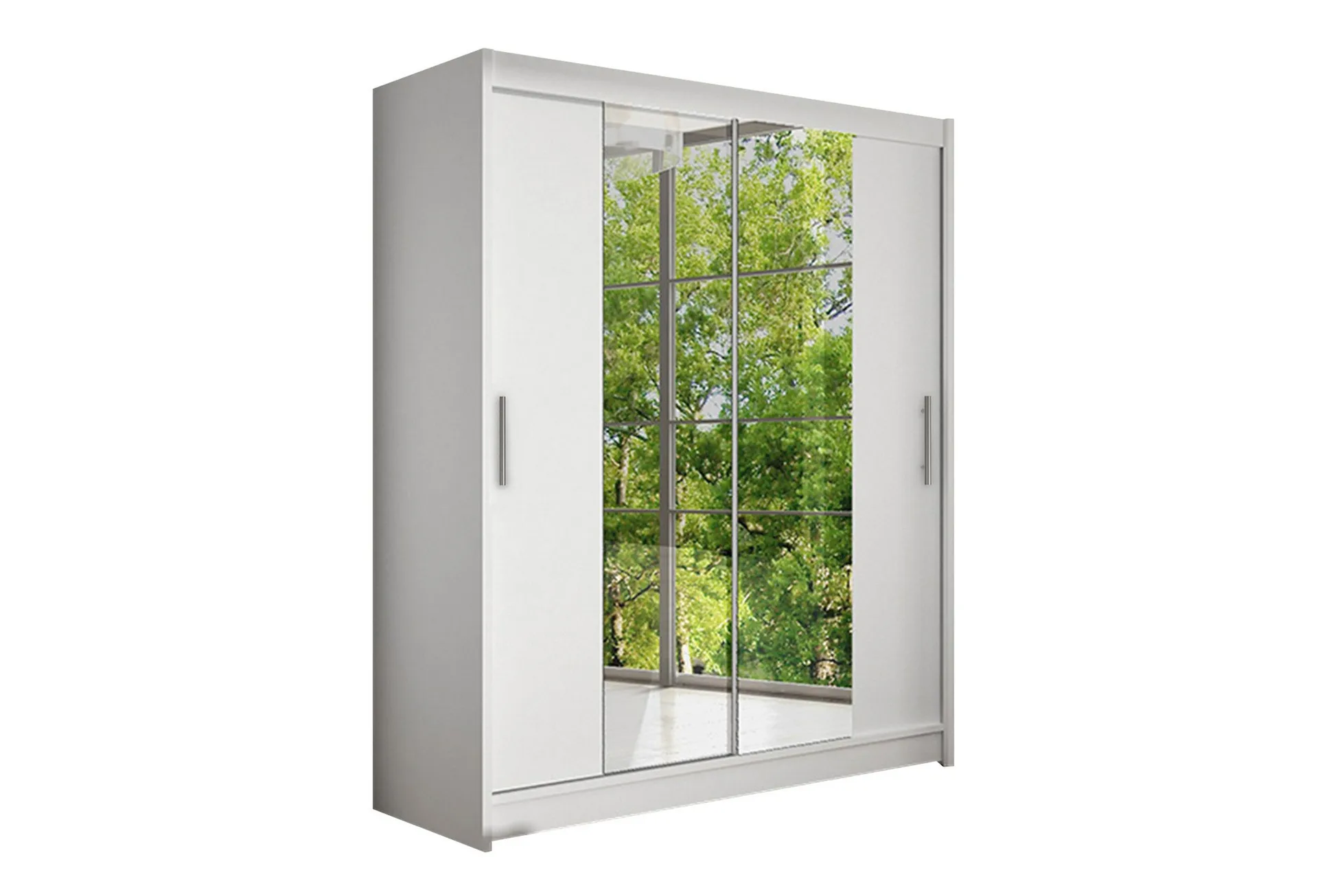 Leila Garderob Skjutd&ouml;rrar Smal Spegel - Vit