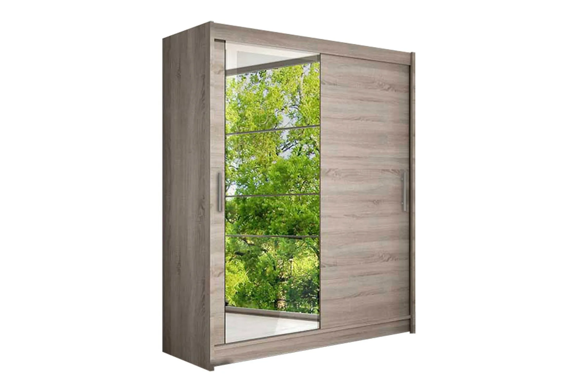 leila garderob skjutdörrar spegel - trä/natur