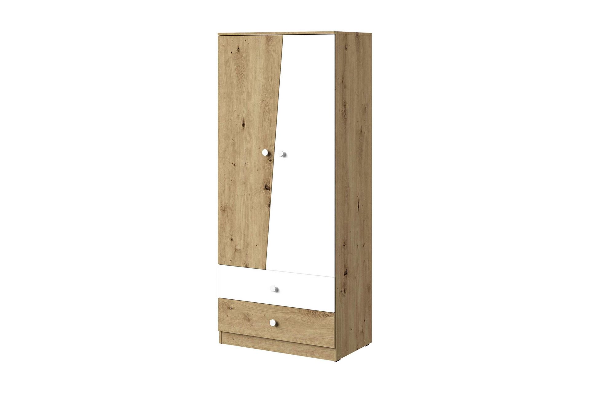 Nero Garderob med L&aring;dor 80 cm i Ek - VitBeige