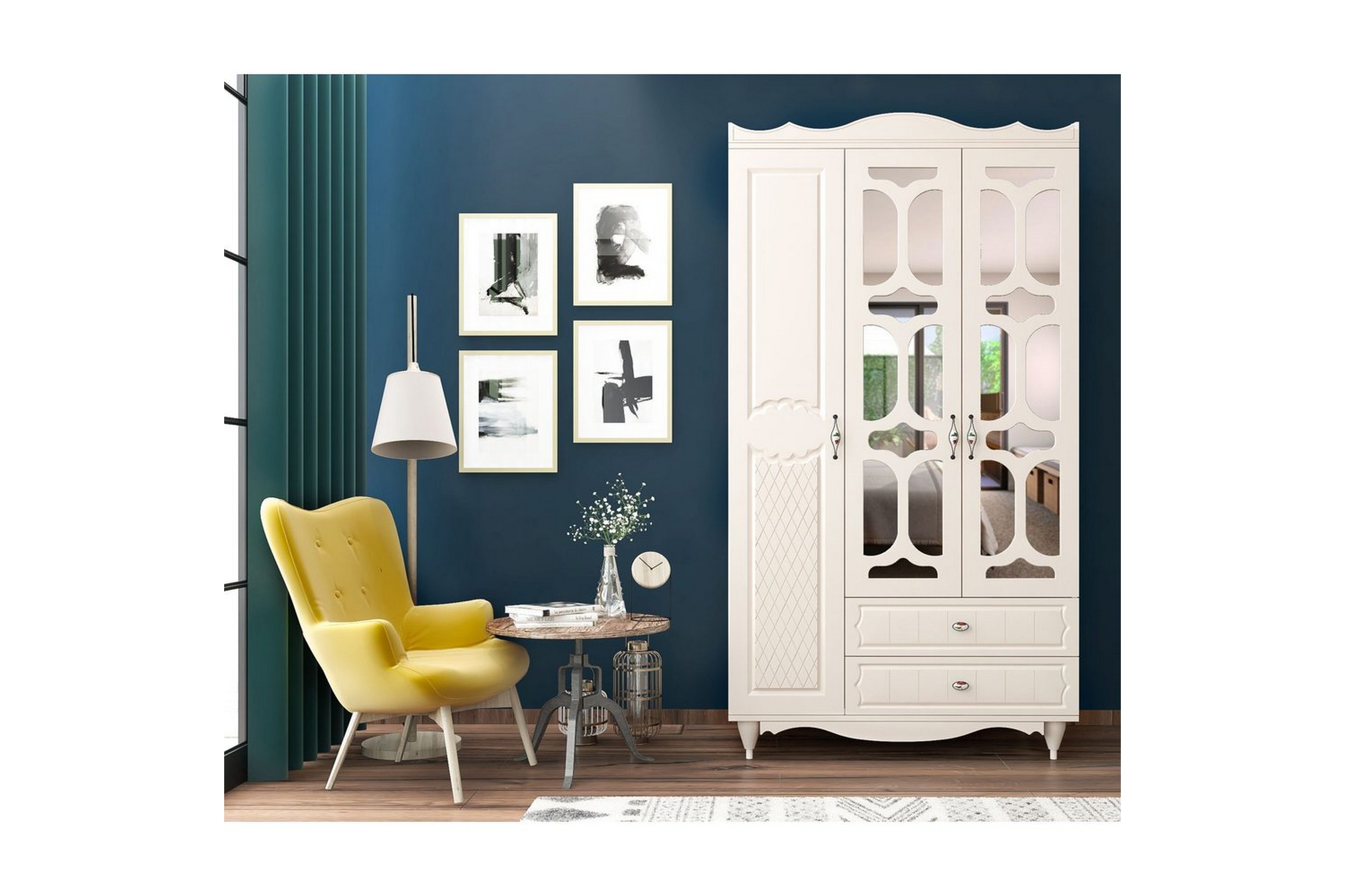 noric garderob 105x190 cm - matt vit