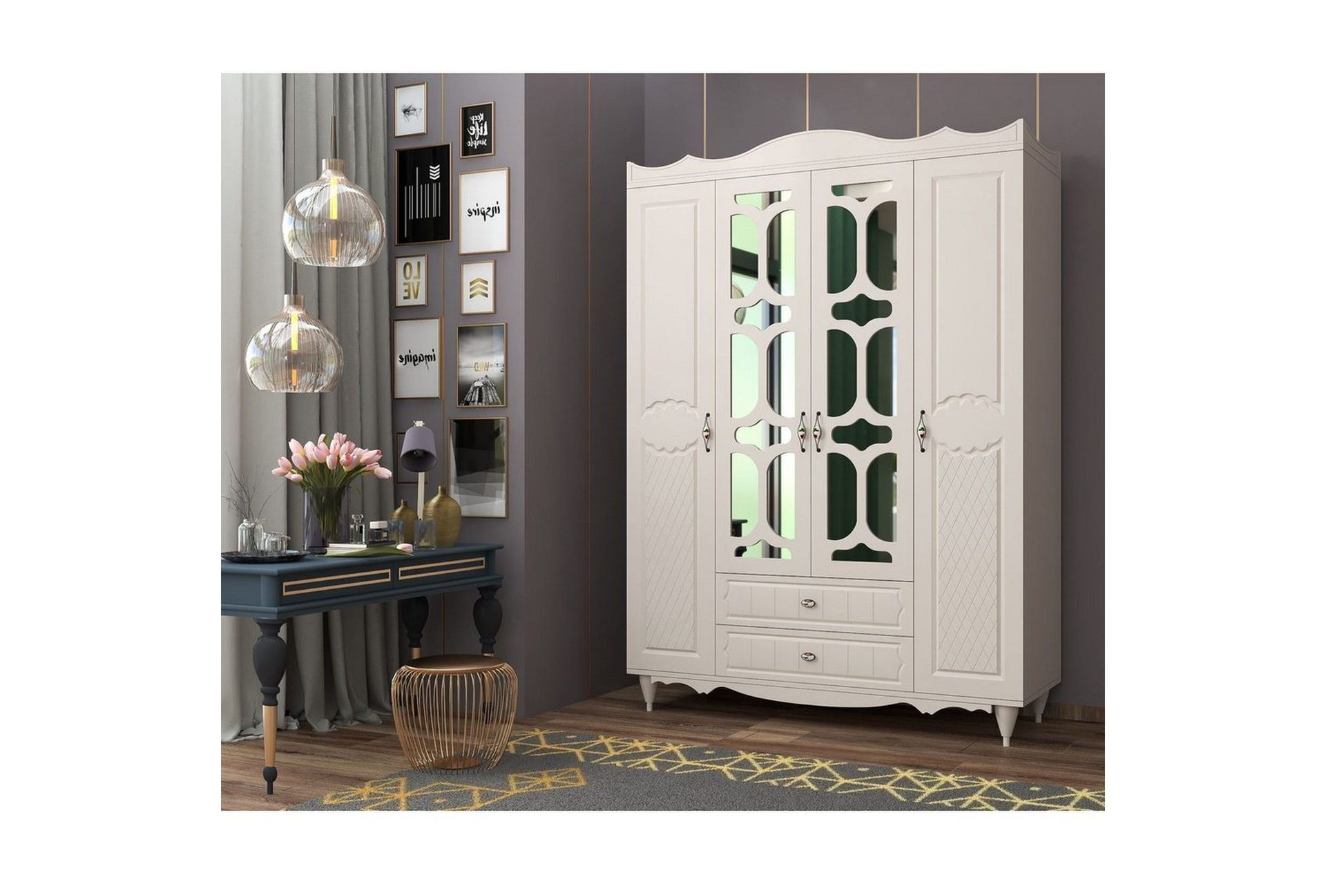 Noric Garderob 140x190 cm - Matt Vit