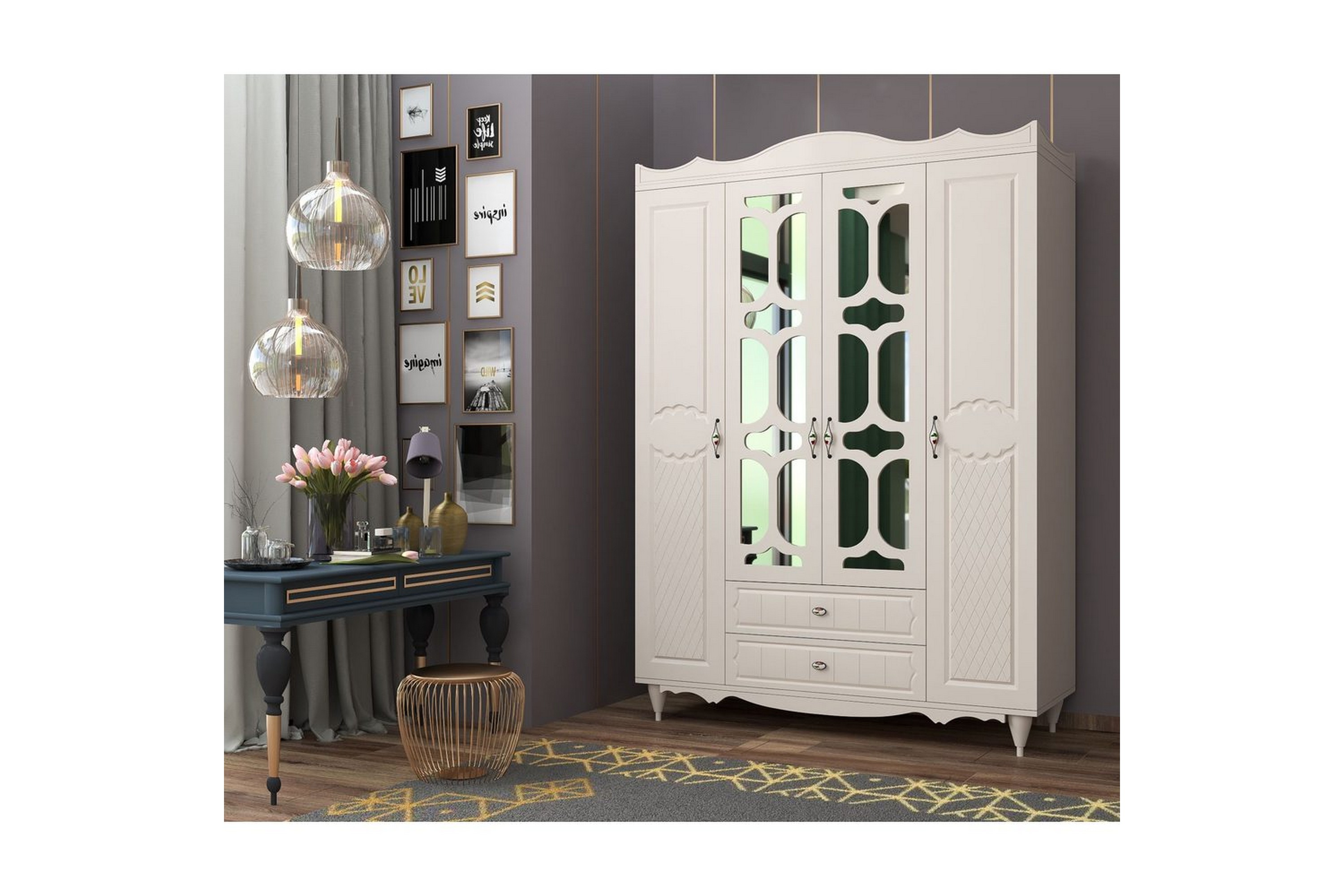 noric garderob 140x190 cm - matt vit