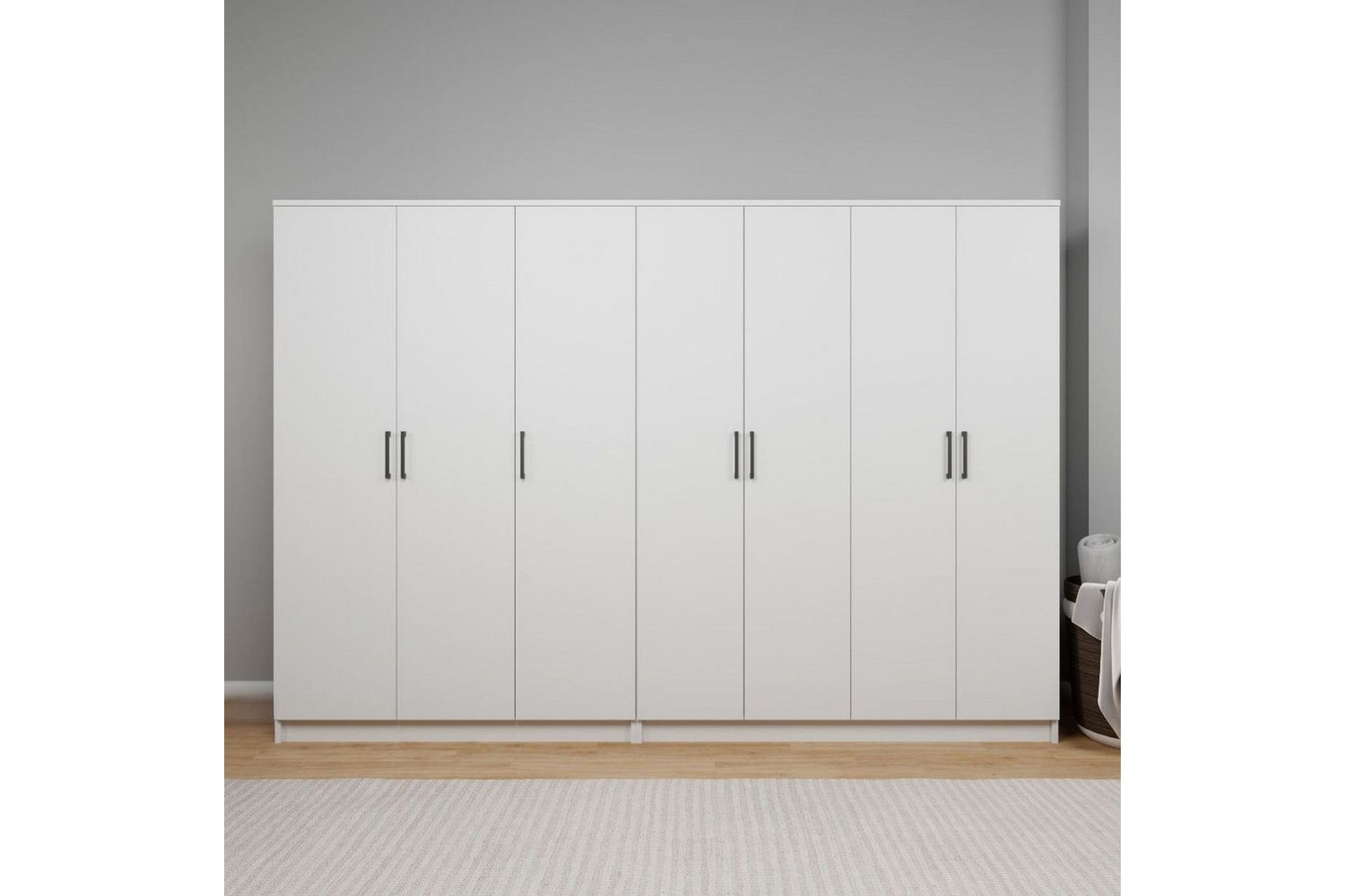 Olera Garderob 280 cm i Tr&auml; - Vit