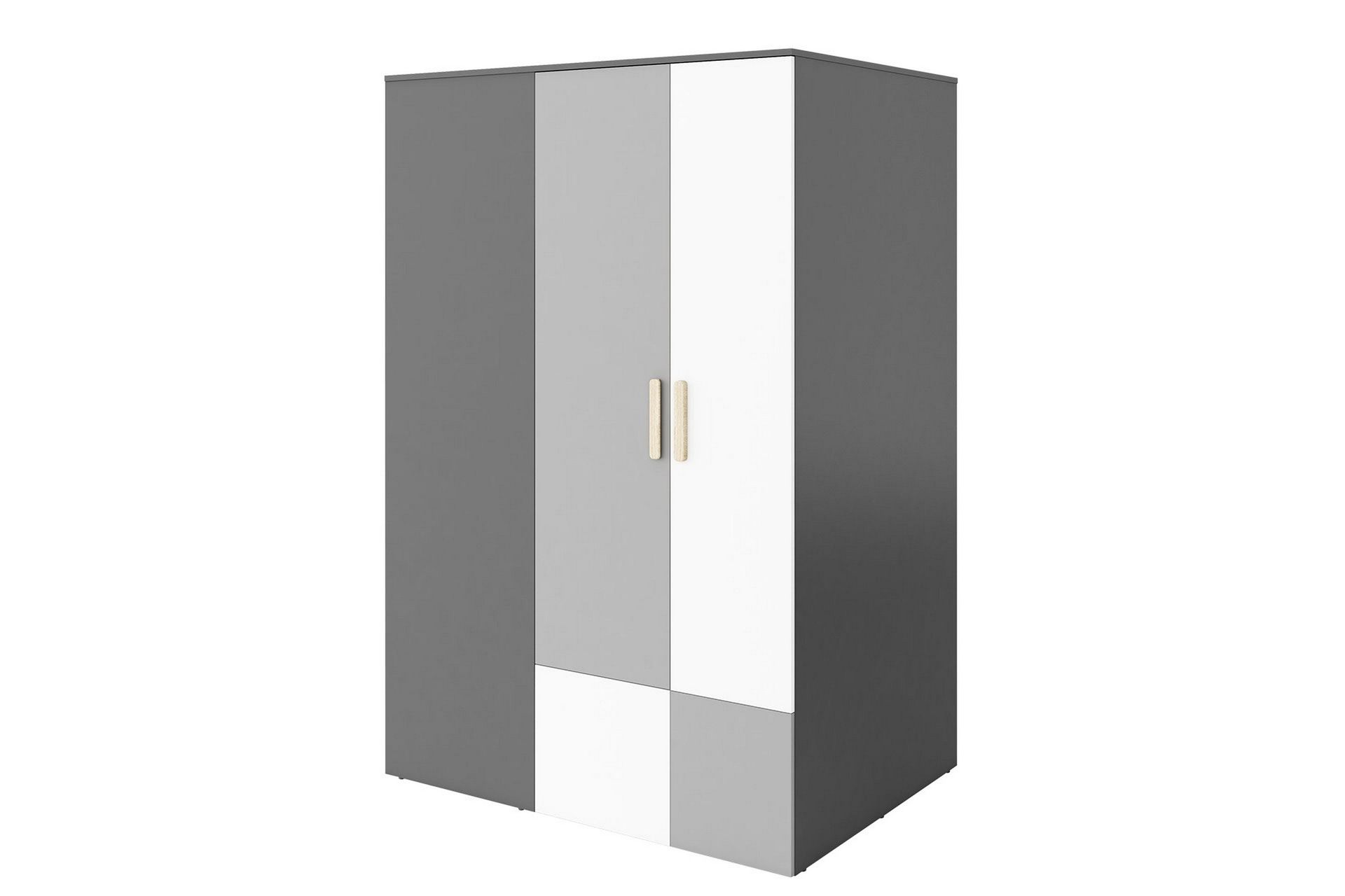 Pok Garderob 130x93x193 cm - Gr&aring;/Svart/Vit