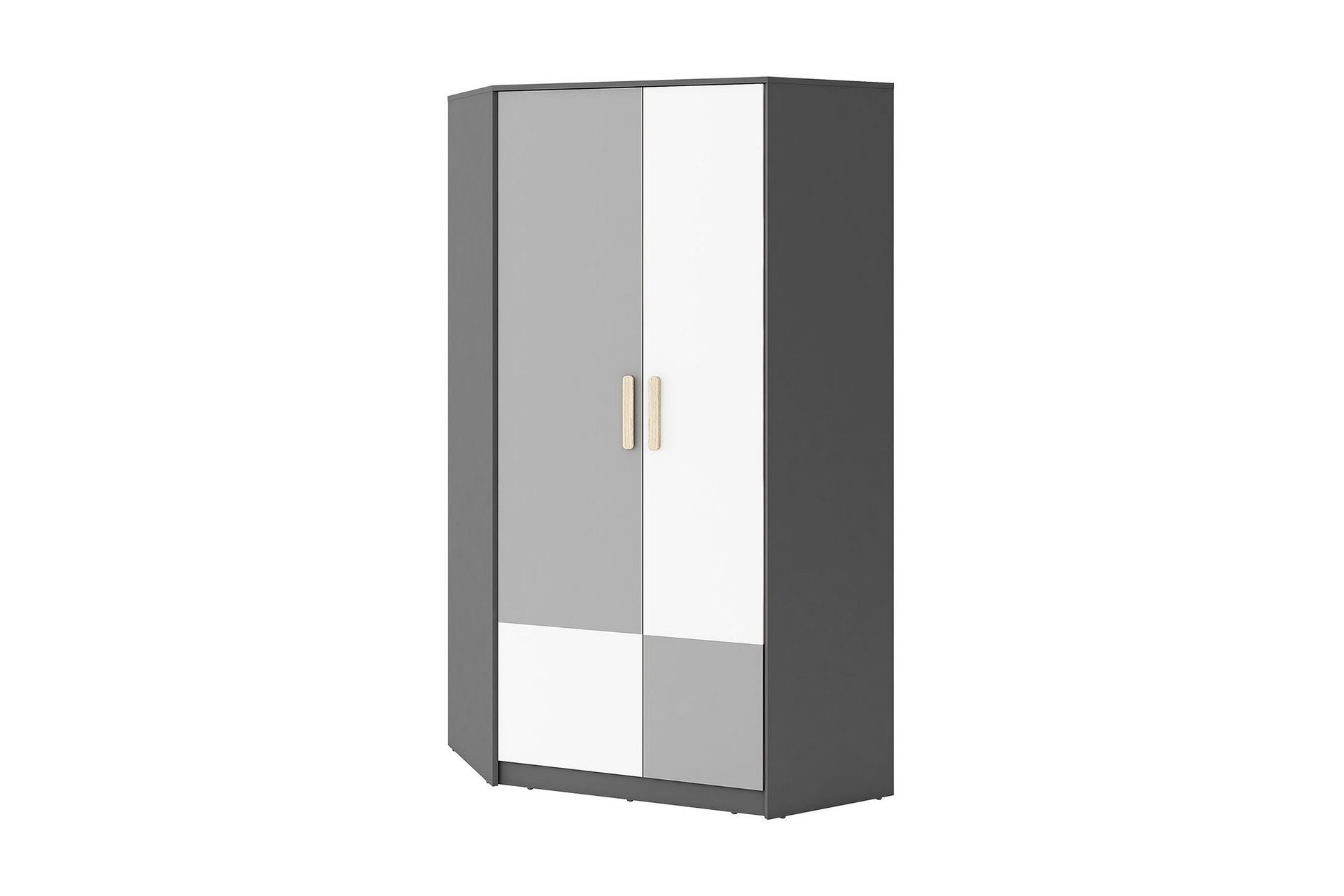 Pok Garderob 95x95x193 cm - Gr&aring;/Svart/Vit