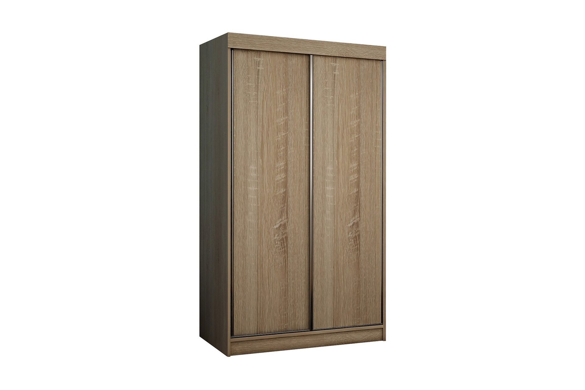 Top Garderob 100 cm i Tr&auml; med Metallram - Beige