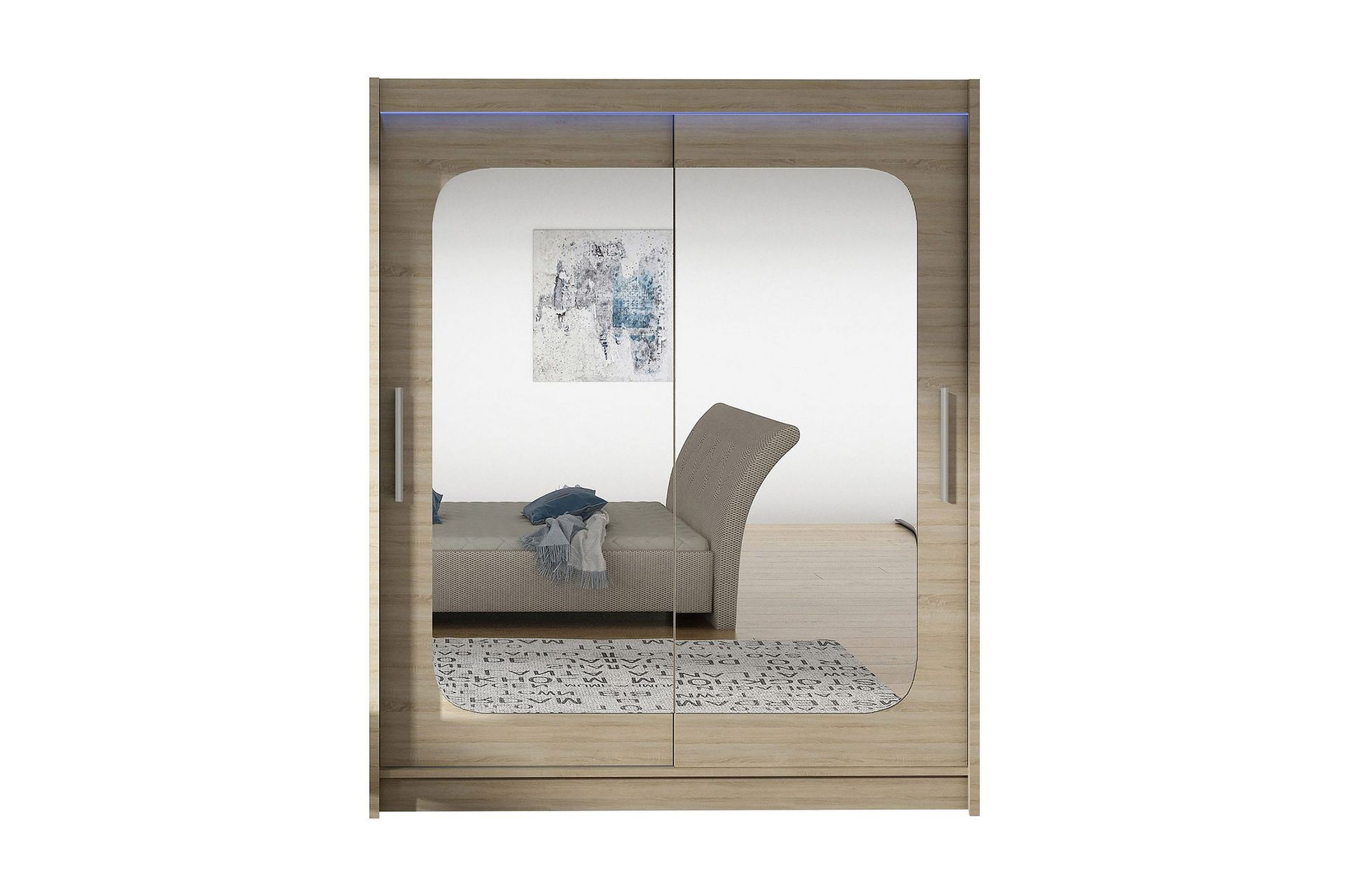 Westa Garderob 150x58x200 cm LED-belysning - Beige/Gr&aring;