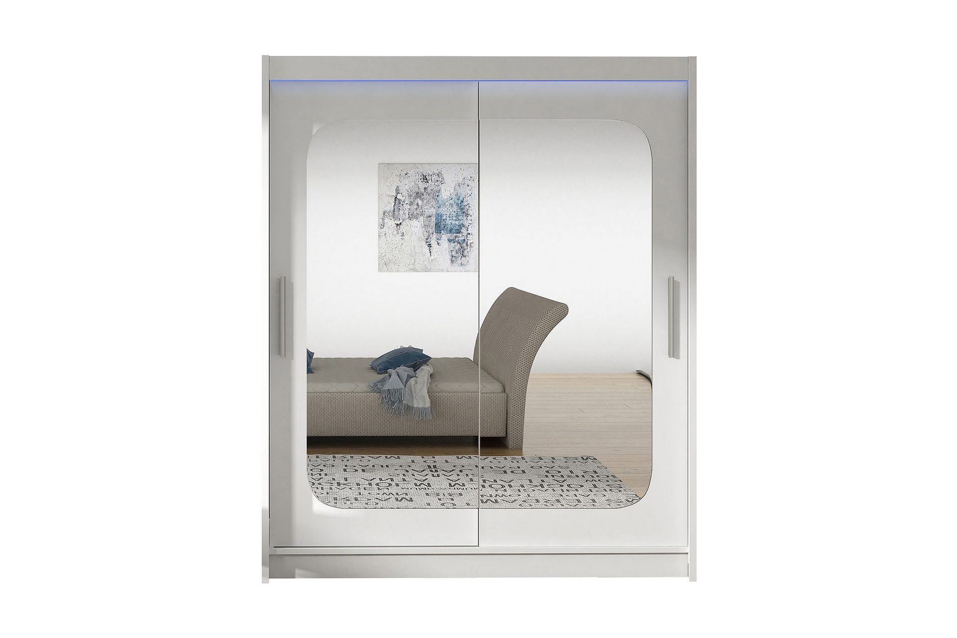 westa garderob 150x58x200 cm led-belysning - vit