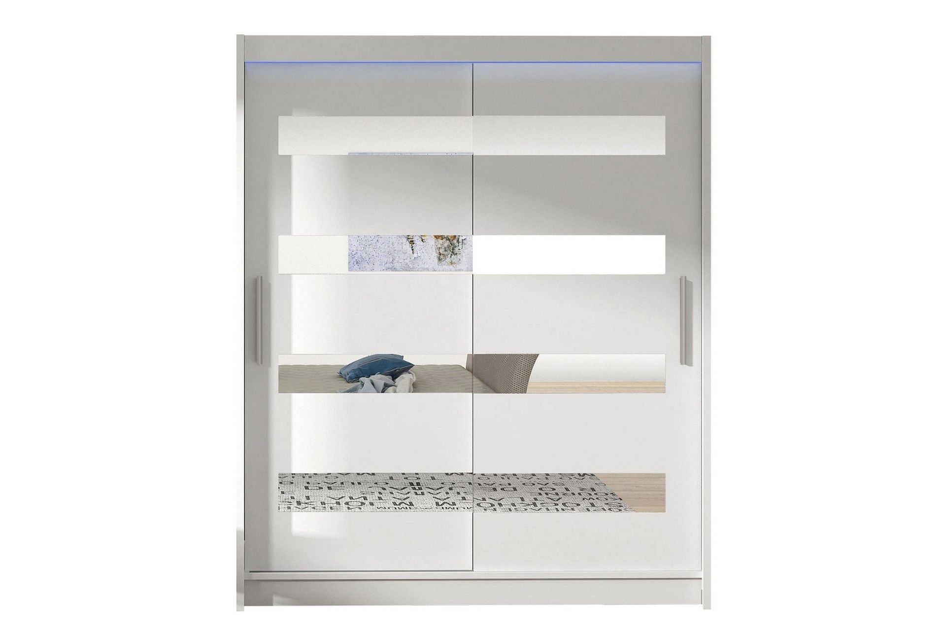 westa garderob 150x58x200 cm led-belysning - vit