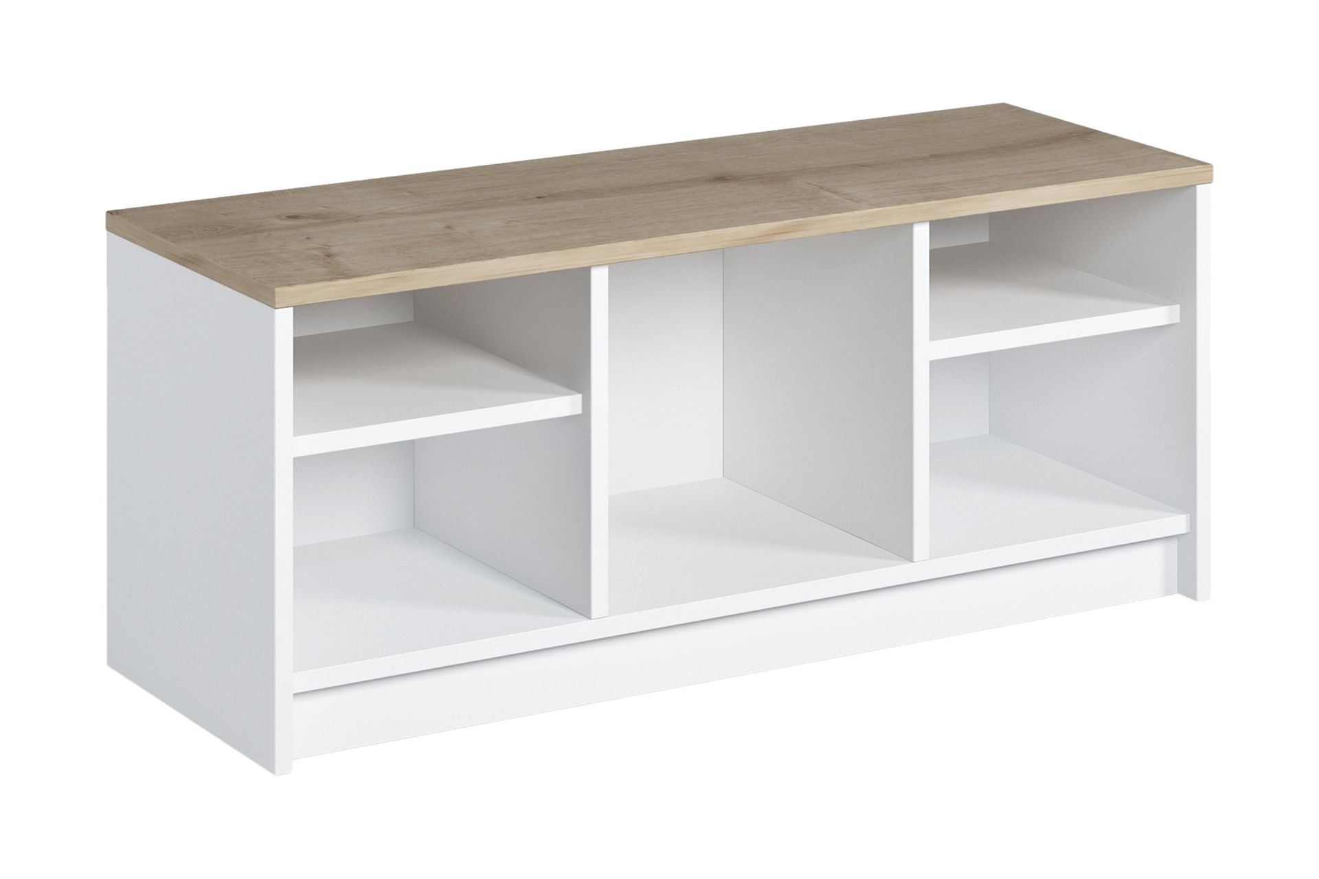 skoskåp sicculo 35x100 cm - vit/natur