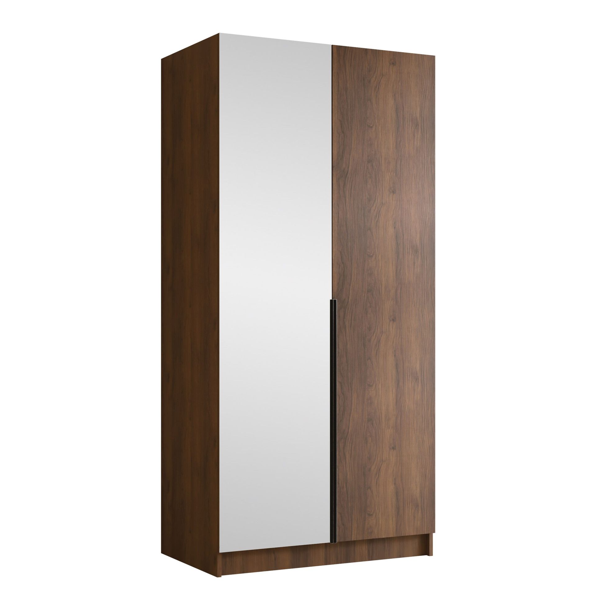 Herrljunga Garderob med Spegel 100x215 cm - Brun/Svart/Spegel