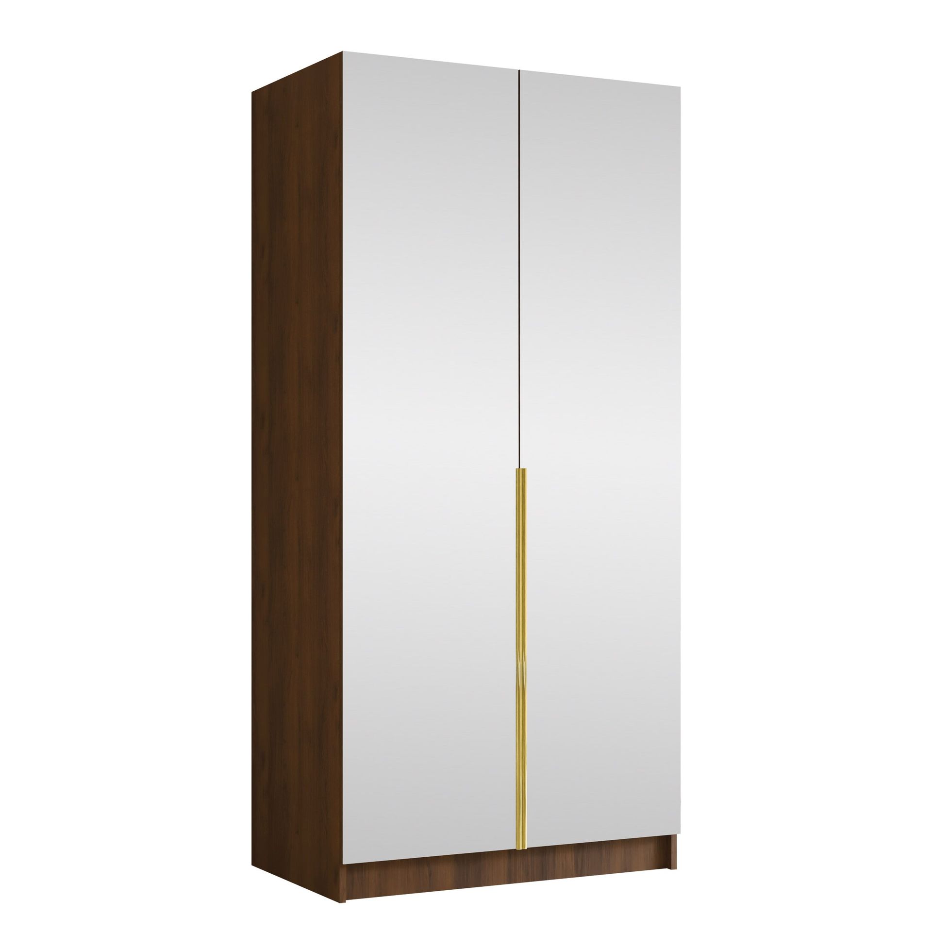 Herrljunga Garderob med Spegel 100x215 cm - Guld/Spegel