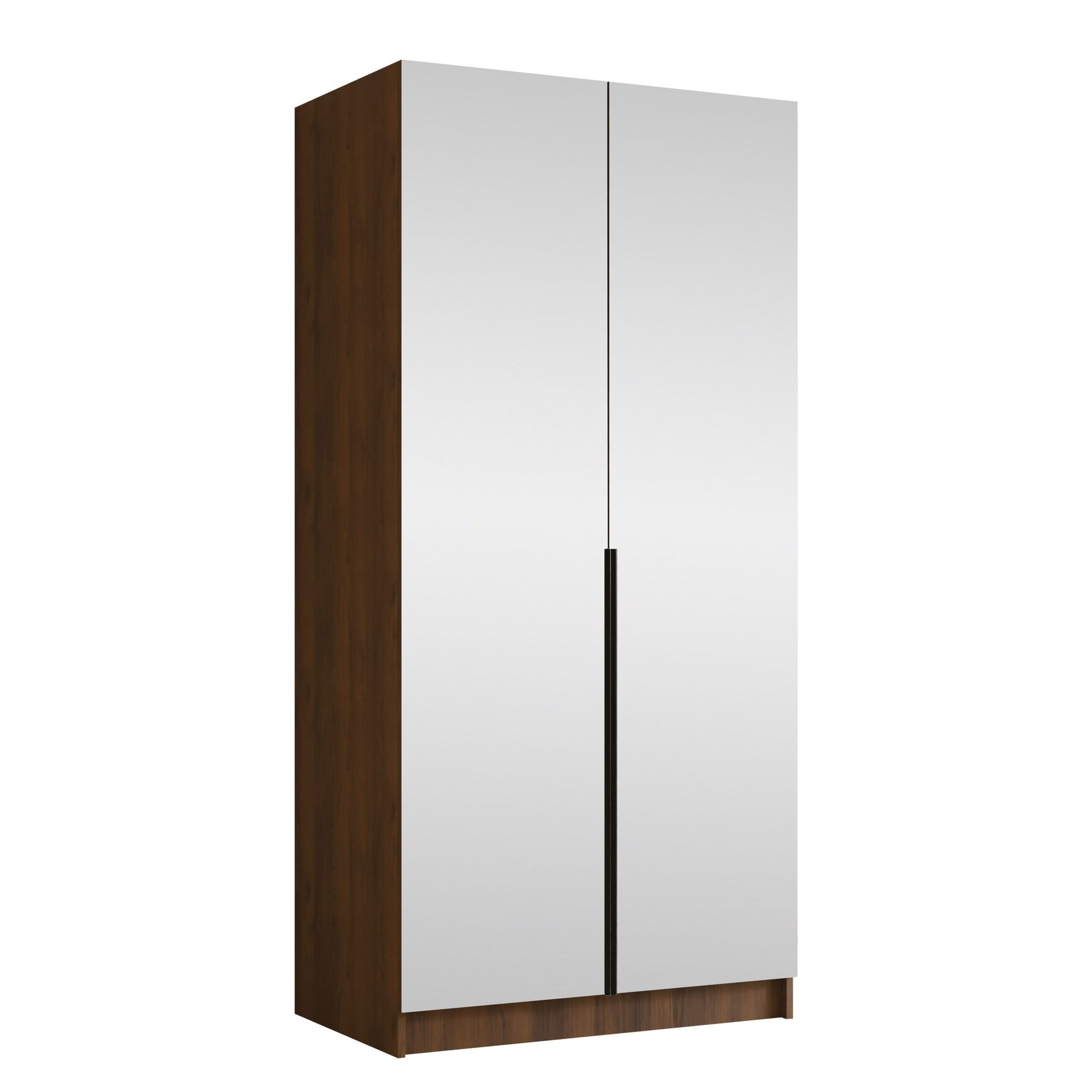 Herrljunga Garderob med Spegel 100x215 cm - Svart/Spegel