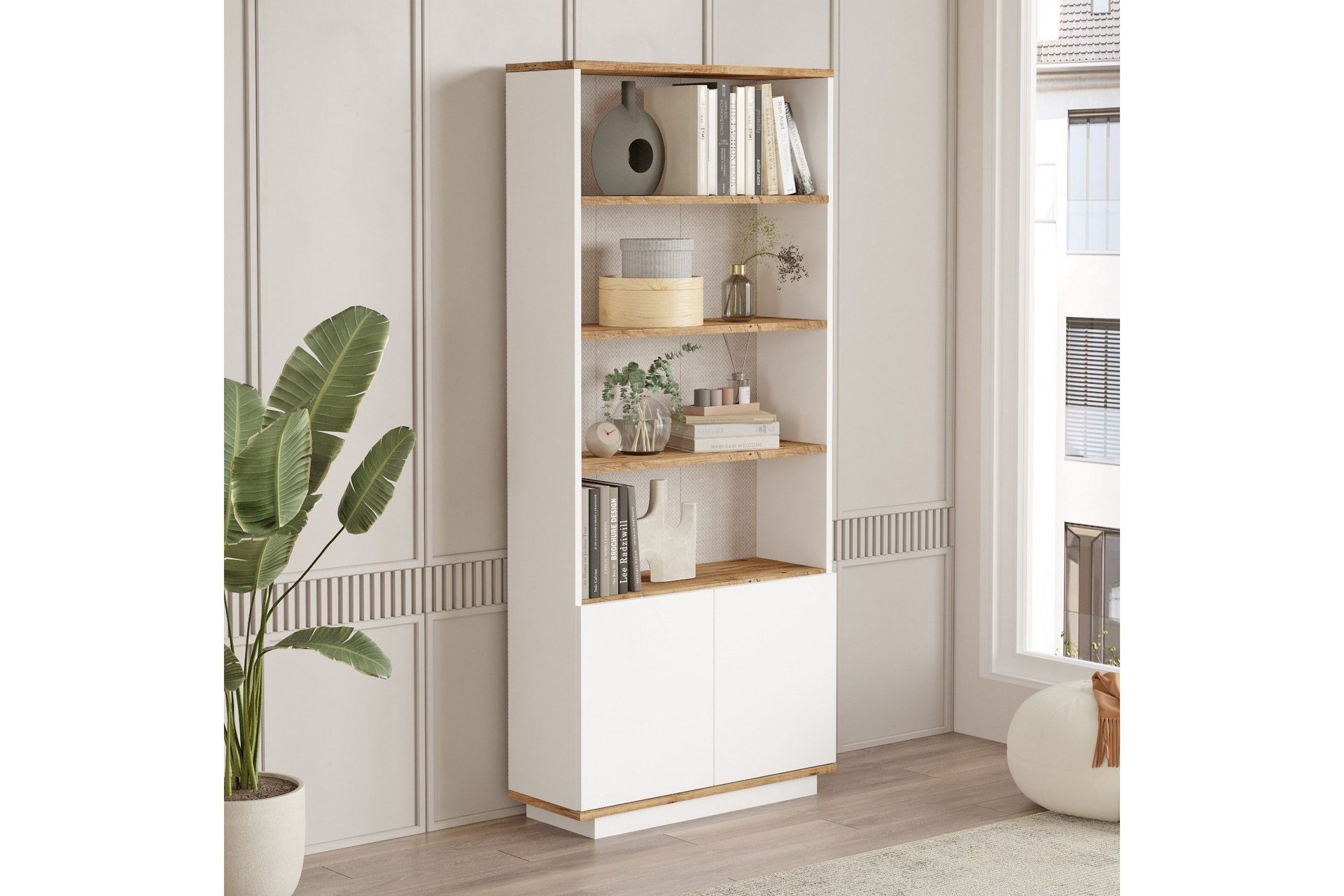 Anari Bokhylla 77,5 cm i Ek - Vit