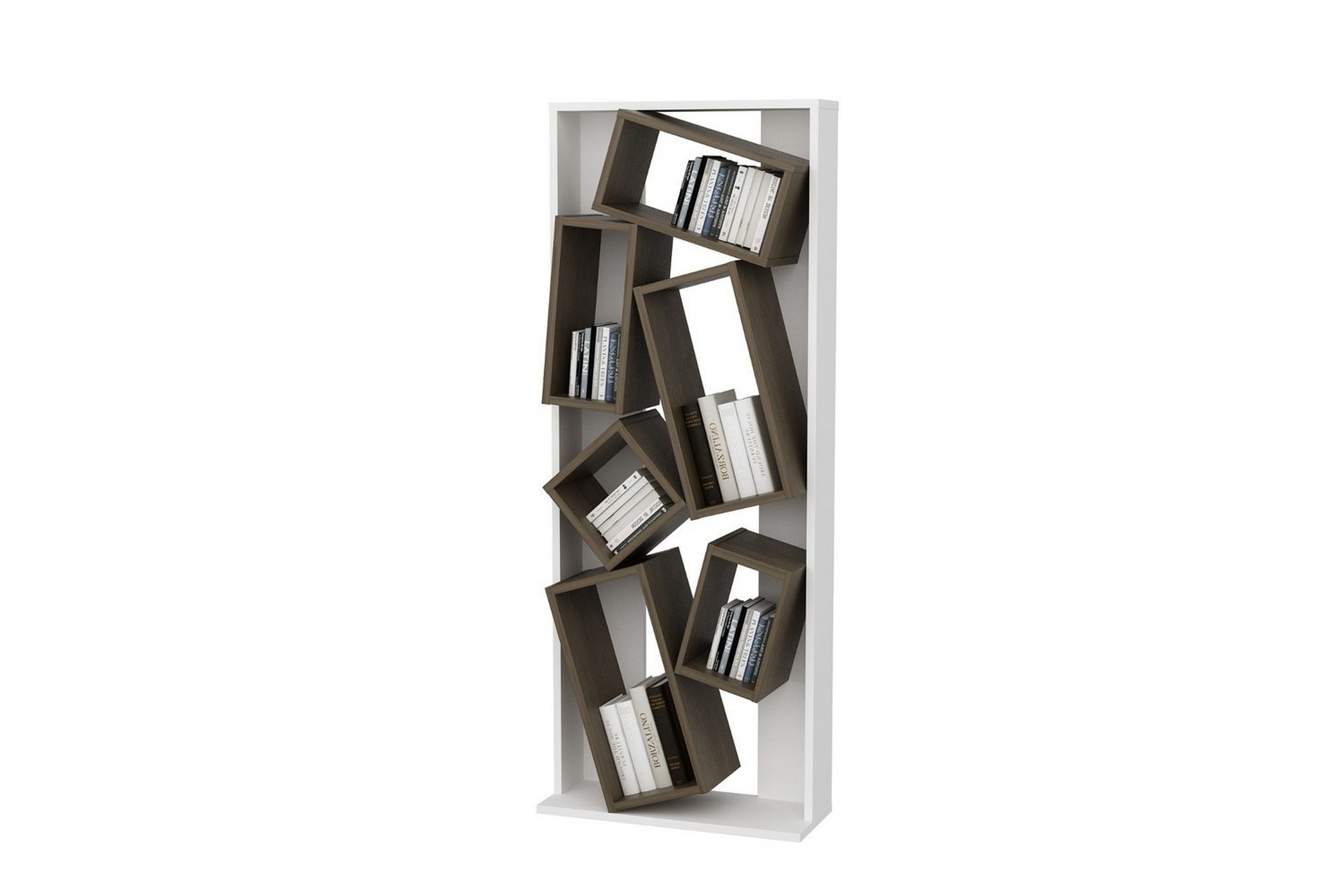 bokhylla bloemendal vit / valnöt - brun/vit