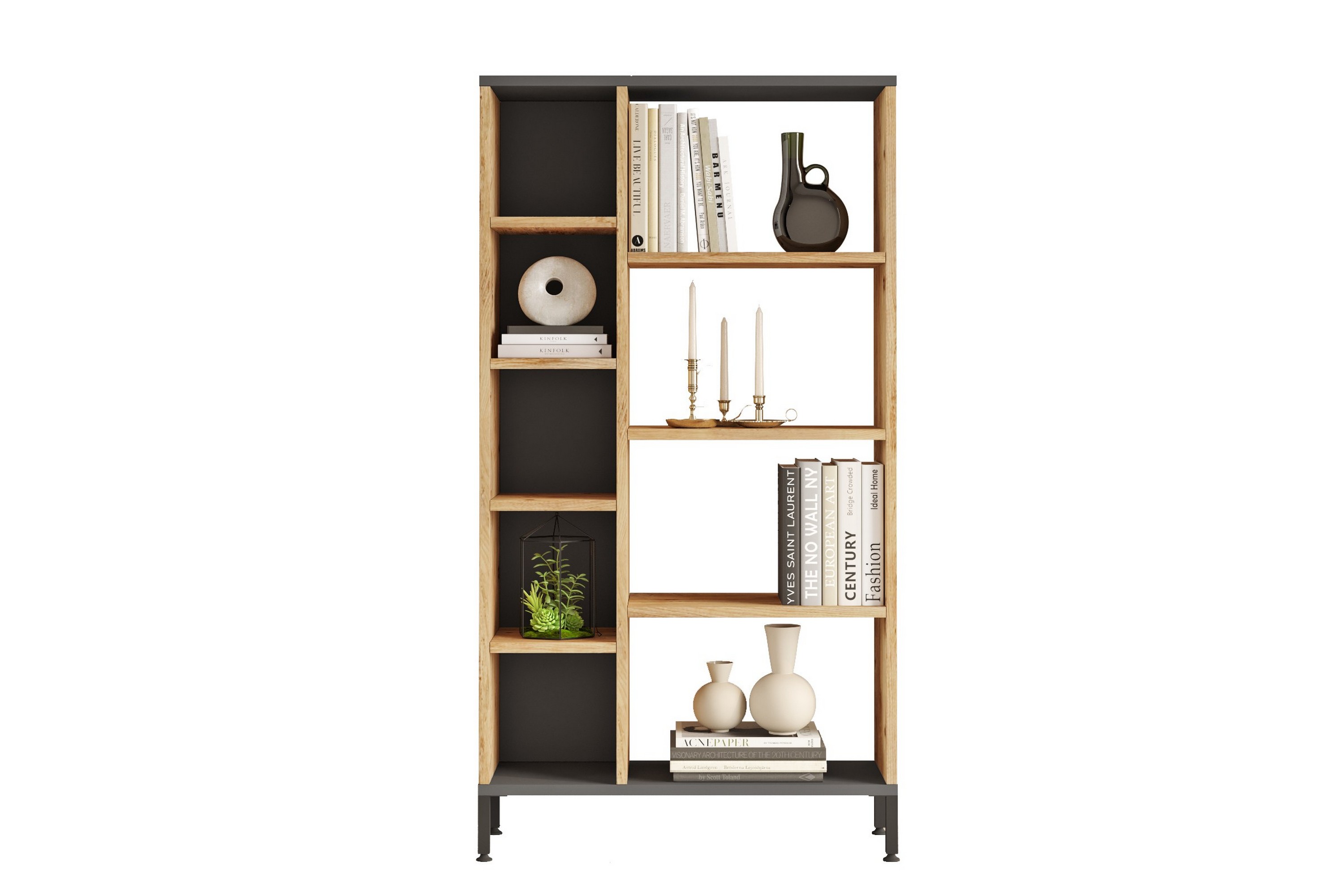 bokhylla keshav 72x25,5 cm antracit/brun - hanah home