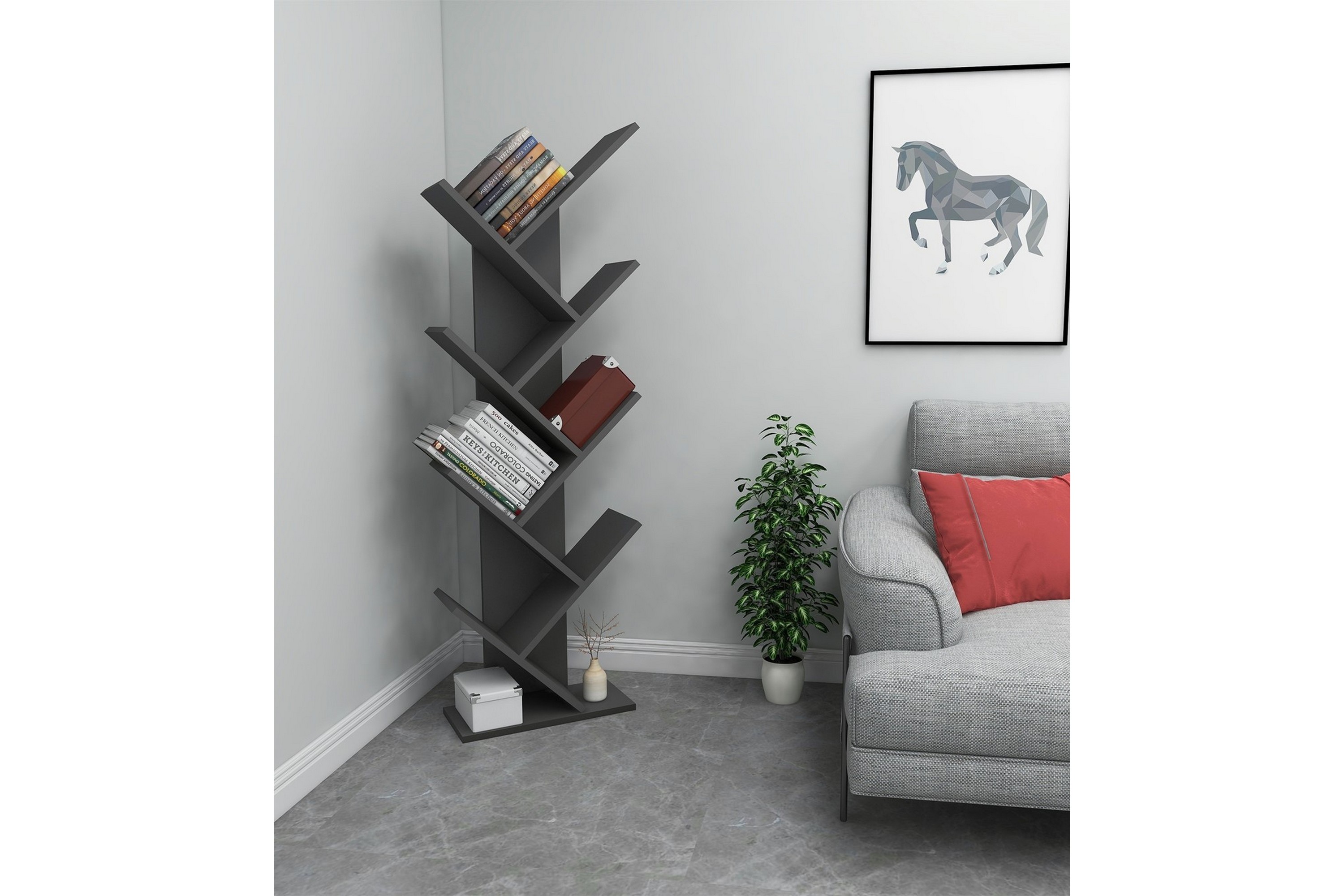 bokhylla violaceae 46x128,5 cm - antracit