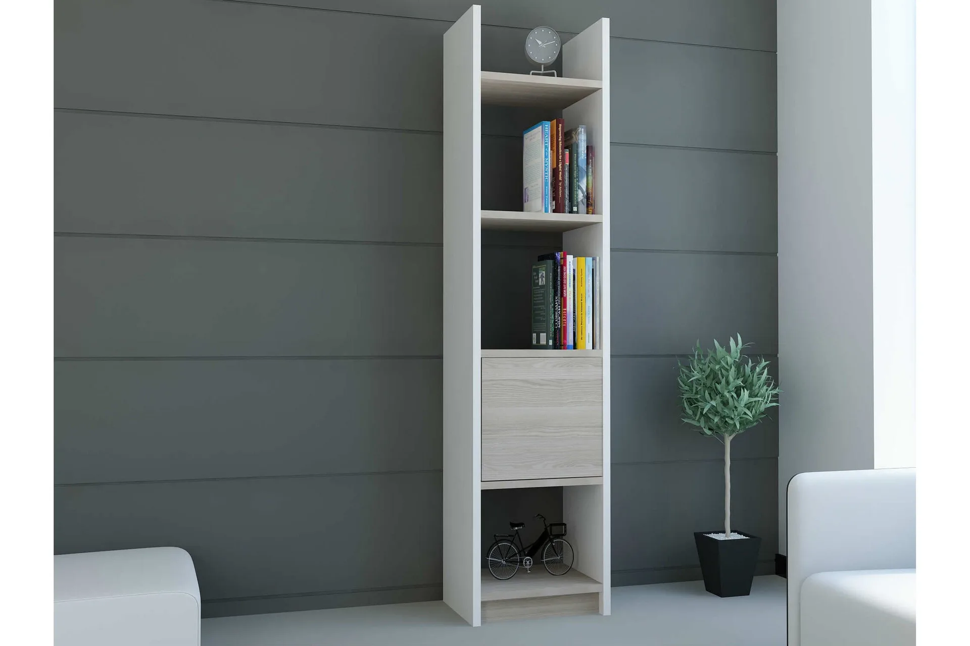 cordolle bokhylla smal - vit