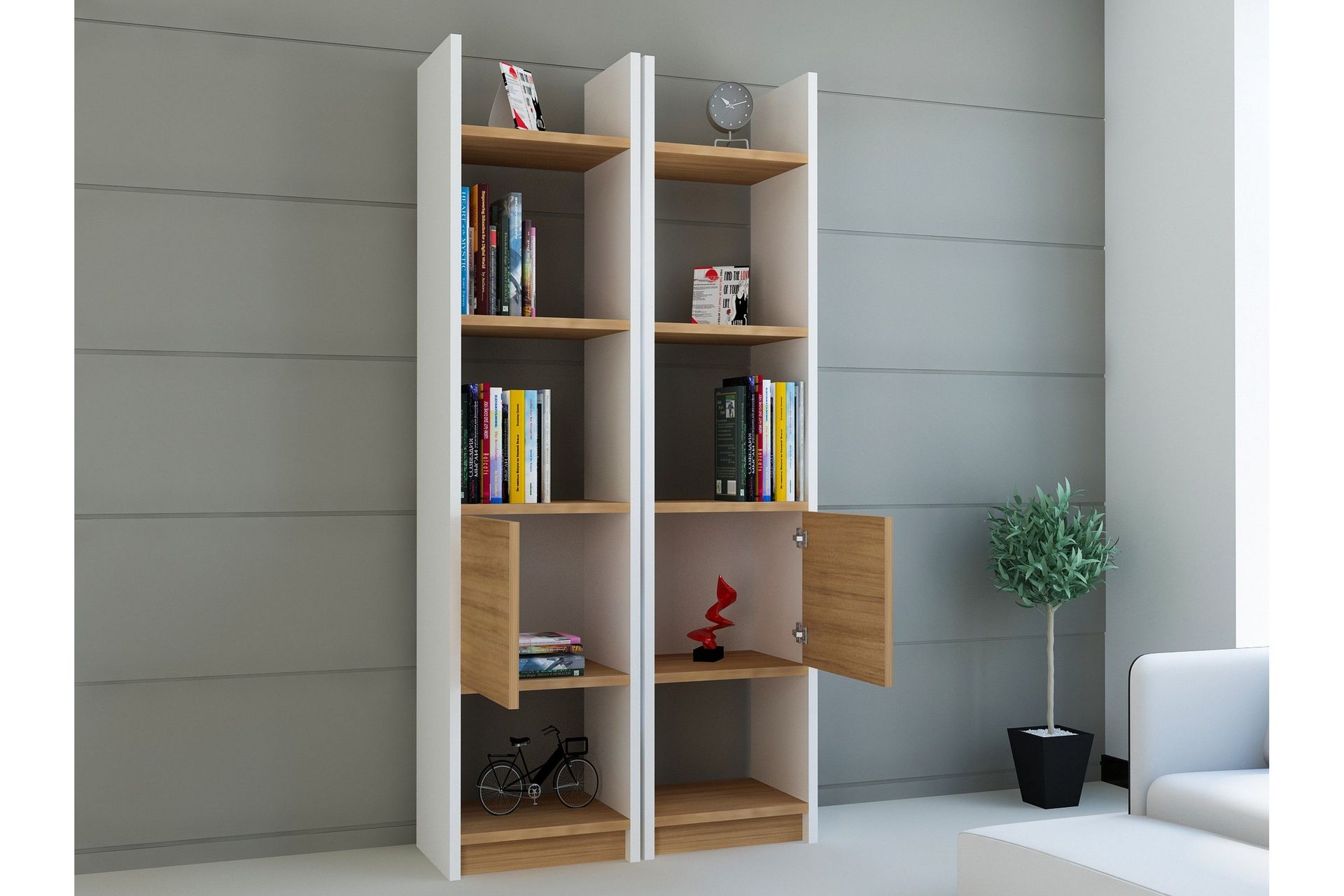 decorotika bokhylla - vit/teak