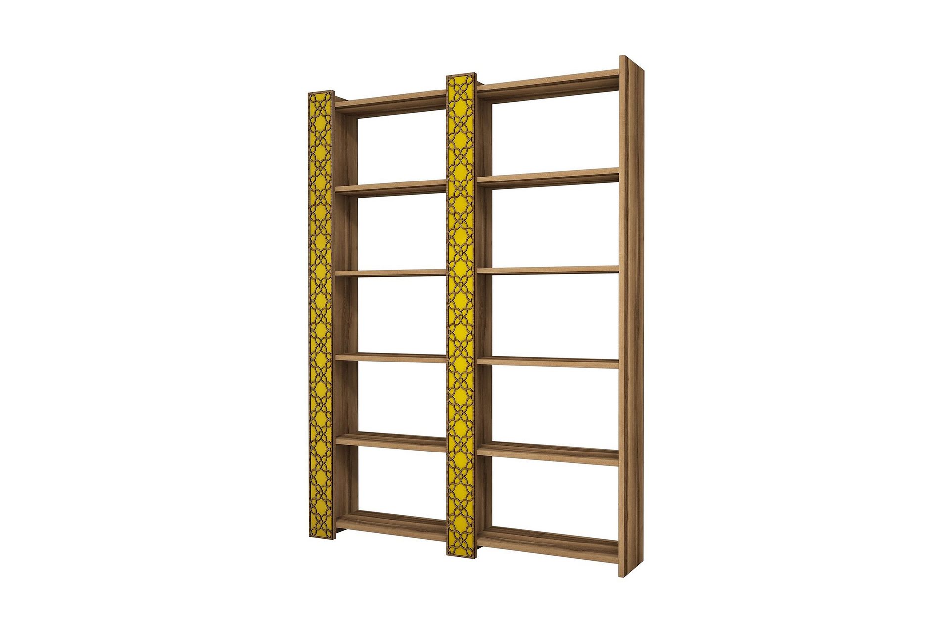 Hovdane Bokhylla 124 cm - Brun/Gul