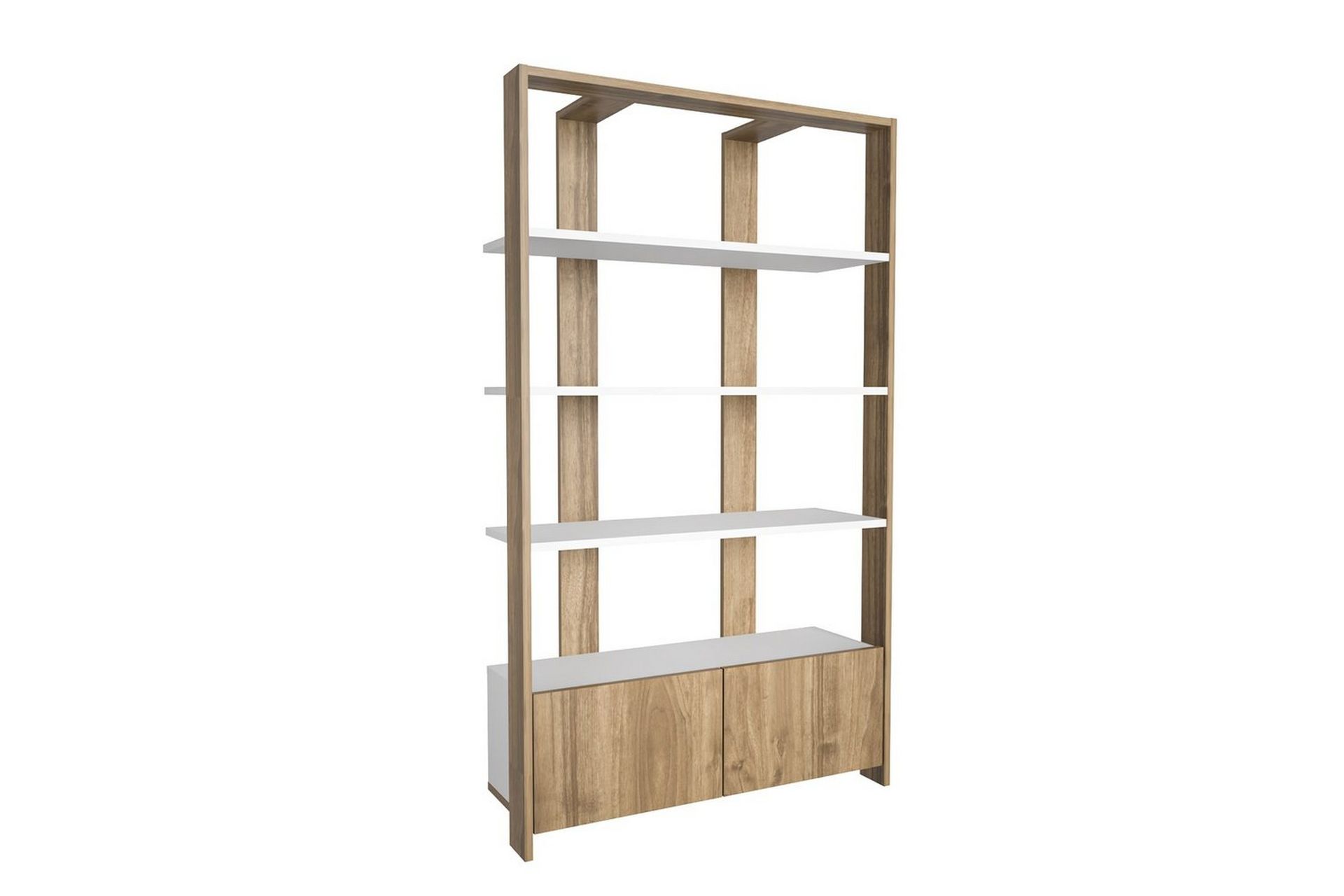 bokhylla ossin vit / valnöt - vit / valnöt