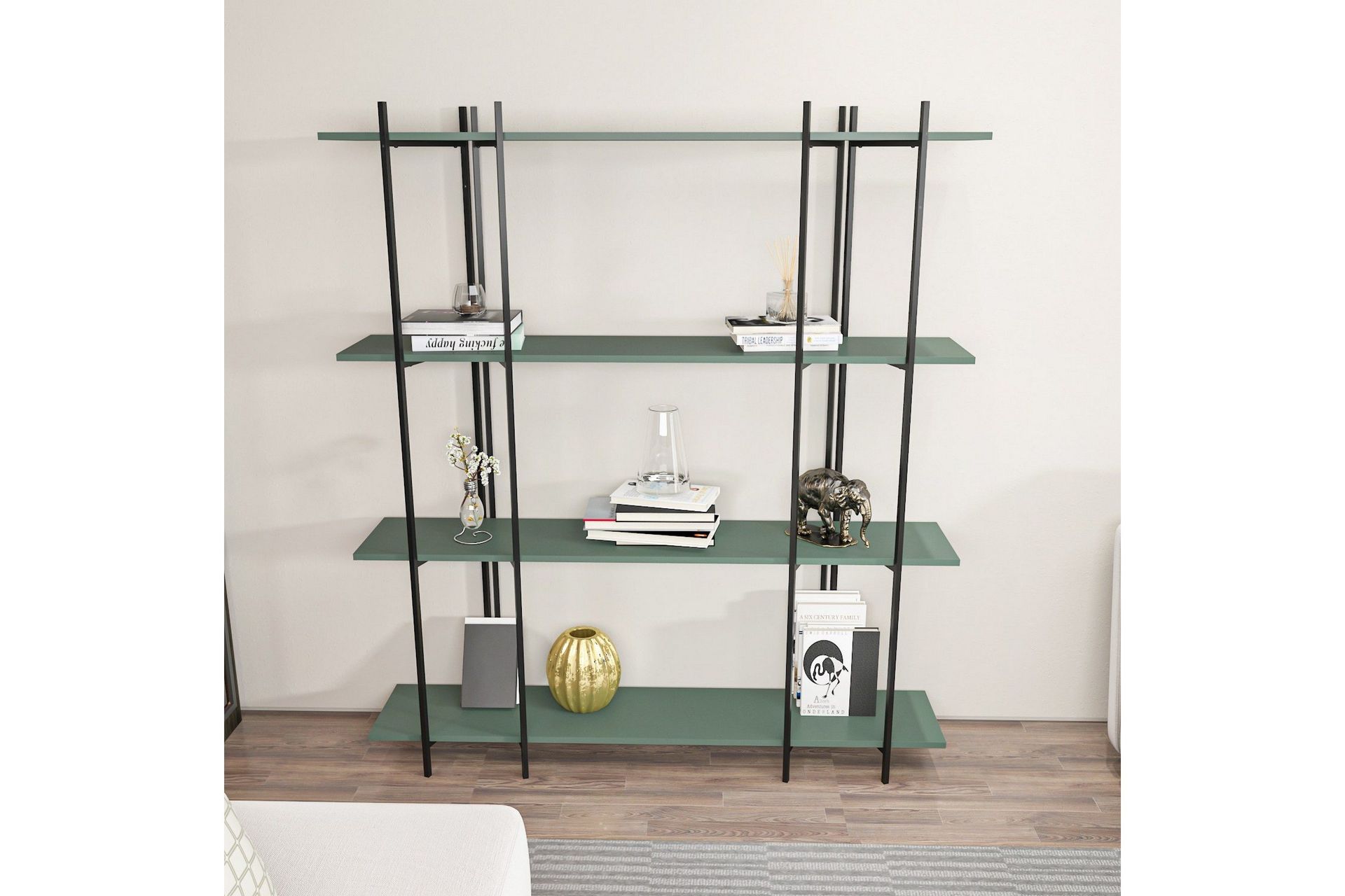 Painesville Bokhylla 160 cm - Svart/Green