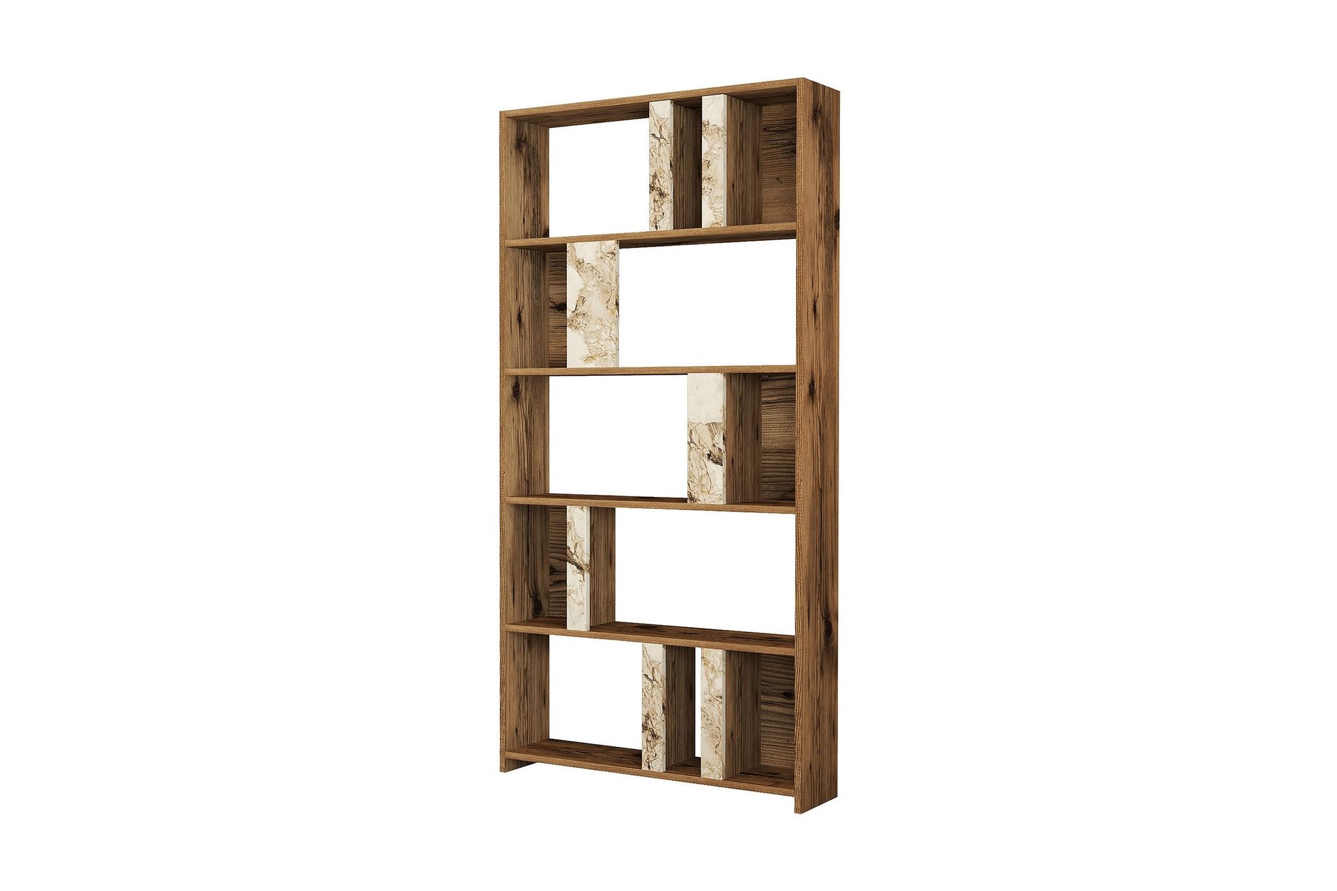 Timiza Bokhylla 90x20 cm 5 Hyllor - M&ouml;rkbrun/Vit