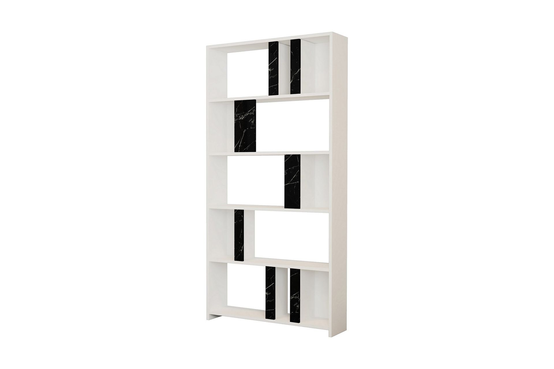 Timiza Bokhylla 90x20 cm 5 Hyllor - Vit/Svart