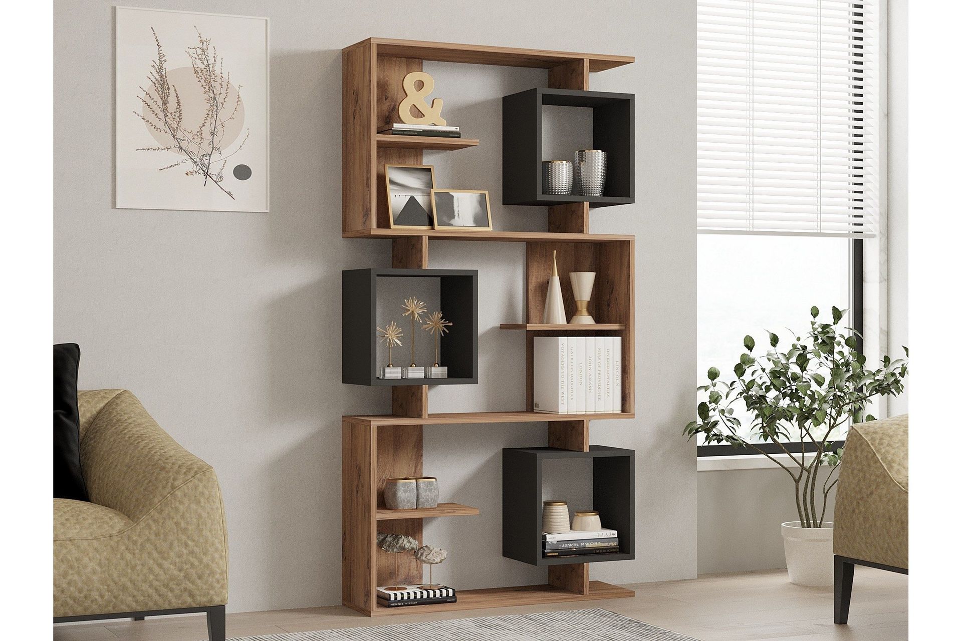 icardi bokhylla 90 cm - brun/antracit