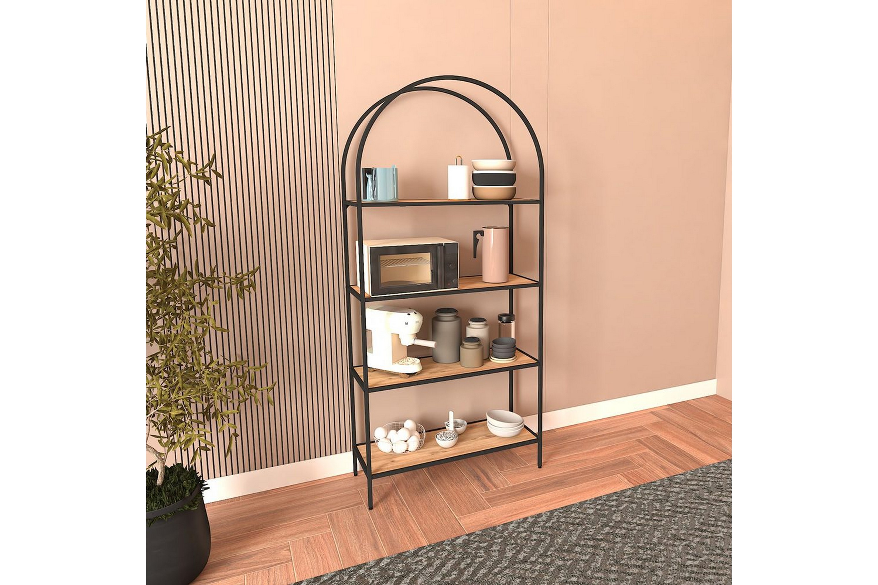 monaia bokhylla 80 cm - svart/natur