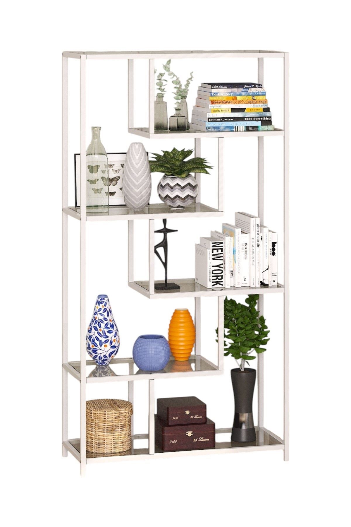 Sorena Bokhylla 90x172 cm - Vit och transparent