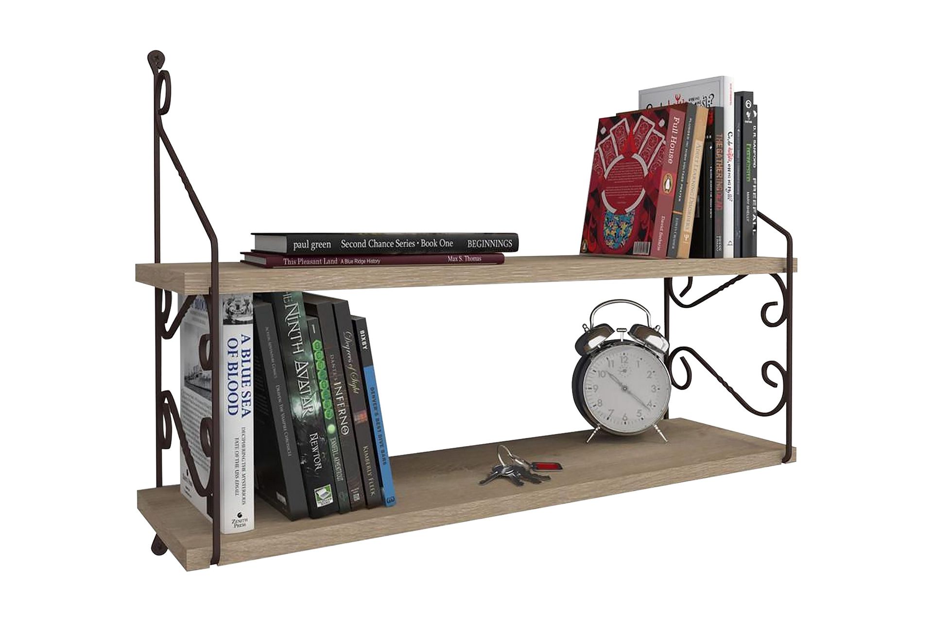 decormet vägghylla 2 hyllor - brun/ek