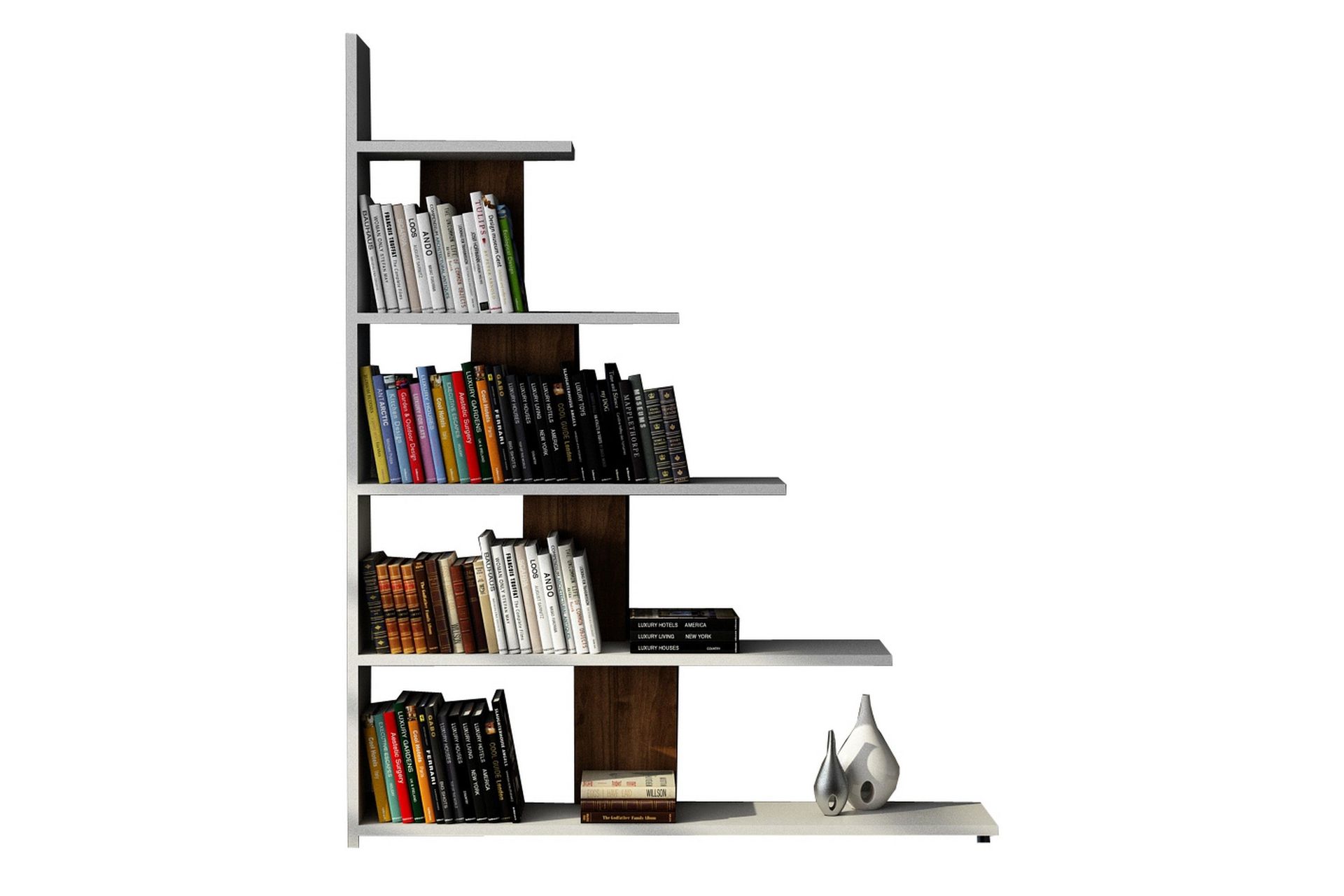 Elegancia Bokhylla - Vit/Valn&ouml;t